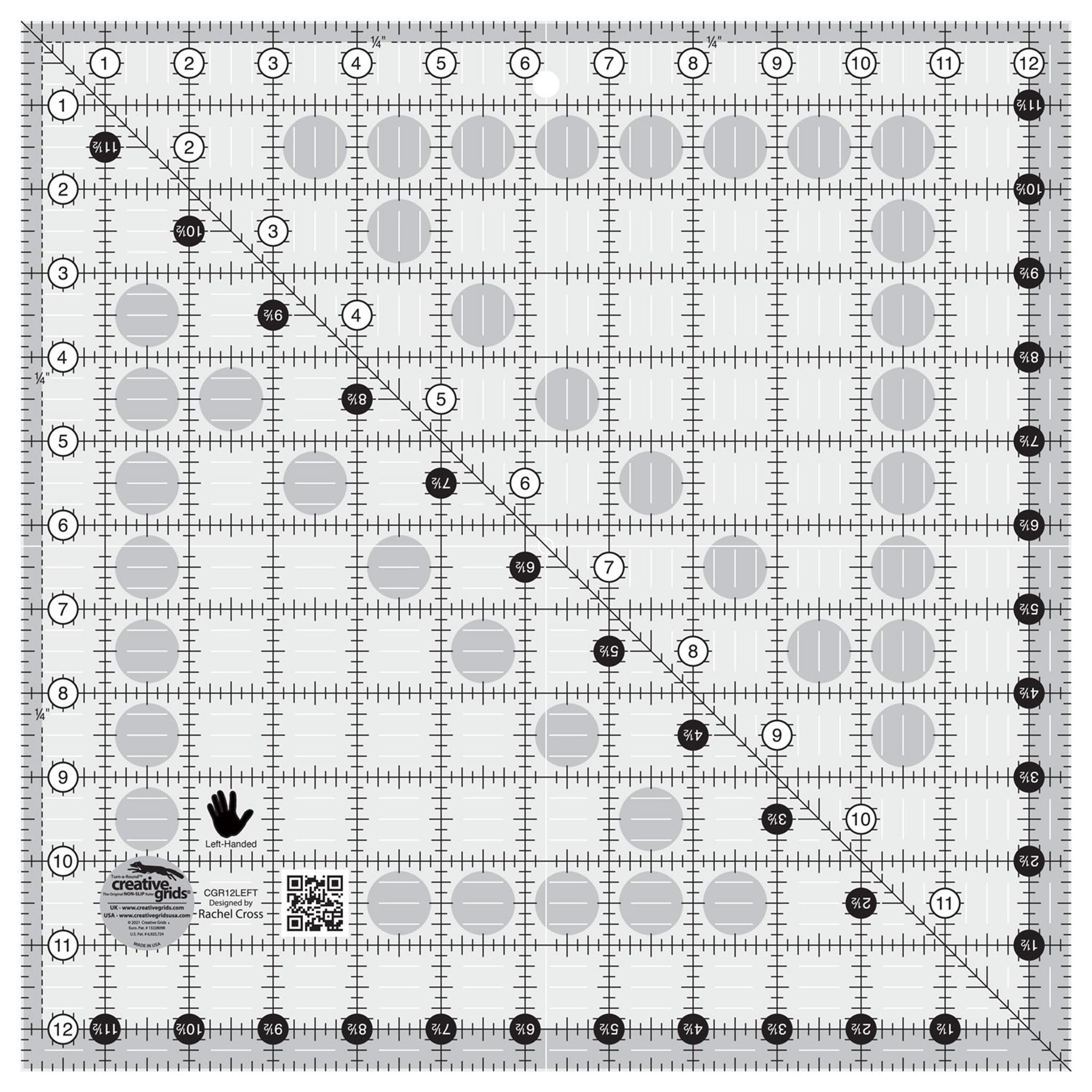Creative Grids Left Handed 12-1/2-Inch Square Quilt Ruler (CGR12LEFT)