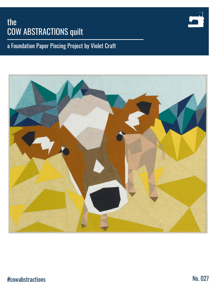 The Cow Abstractions 54-Inch x 42-Inch Foundation Paper Pieced Quilt Pattern by Violet Craft