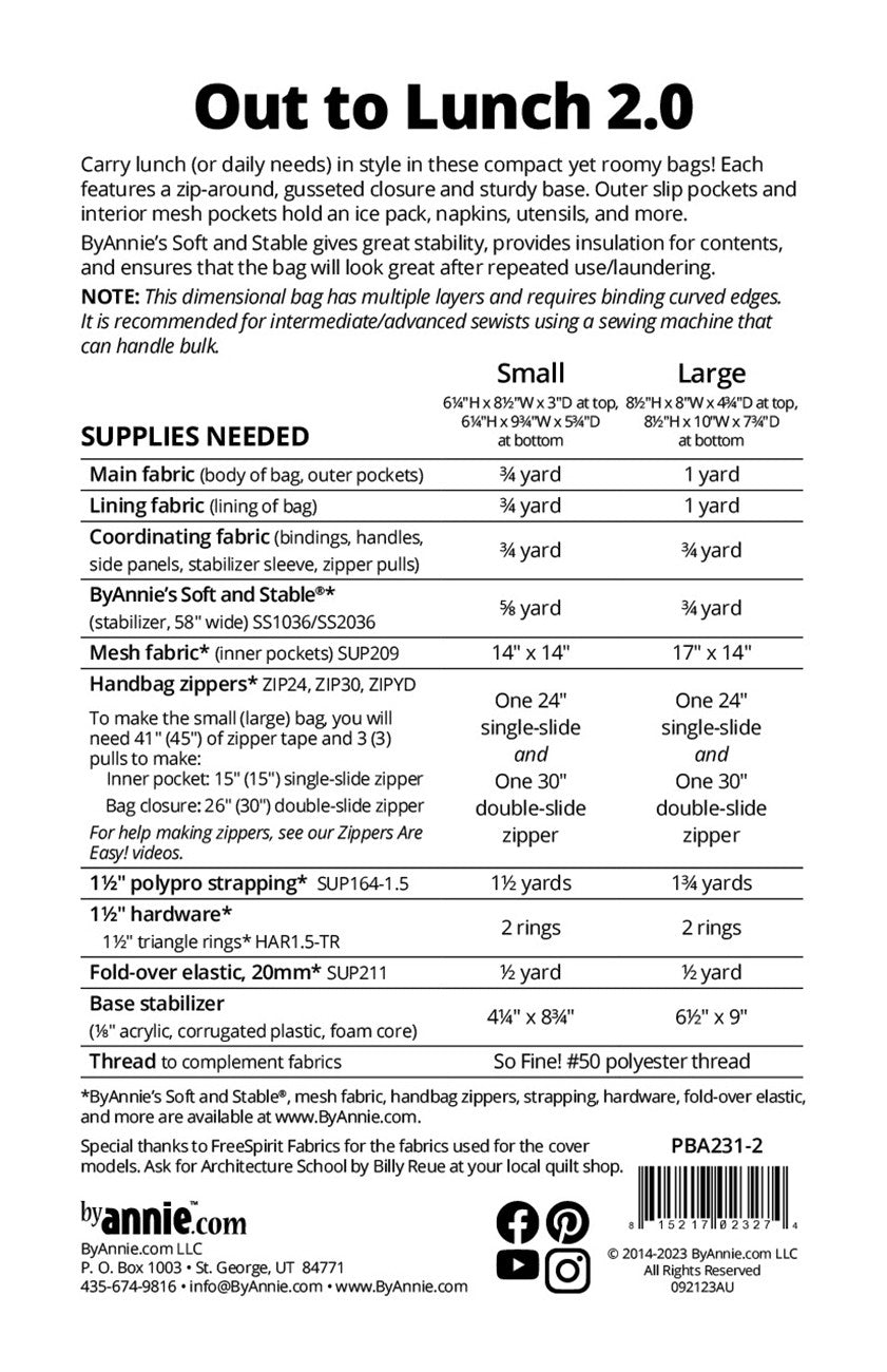 Out to Lunch Bag 2.0 Sewing Pattern by Annie Unrein for ByAnnie