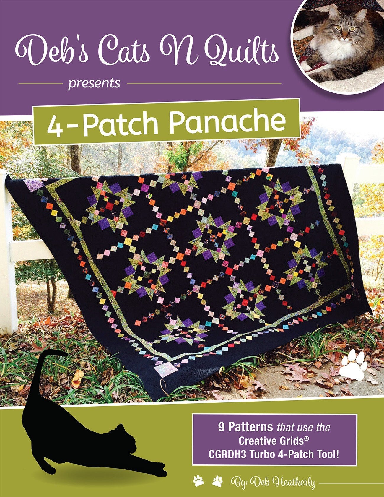 4-Patch Panache Quilt Pattern Book by Deb Heatherly of Deb's Cats N Quilts