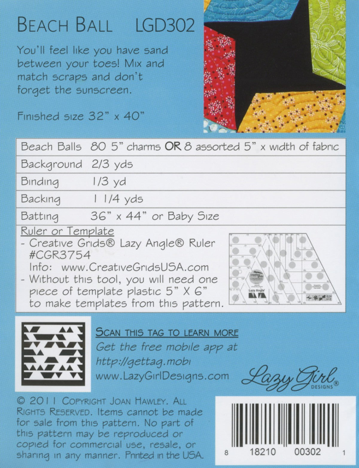 Beach Ball Quilt Pattern by Joan Hawley and Julie Herman of Lazy Girl Designs