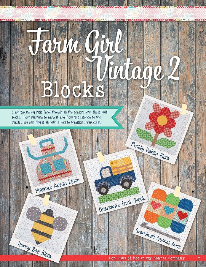 Farm Girl Vintage 2 Quilt Pattern Book by Lori Holt for It's Sew Emma