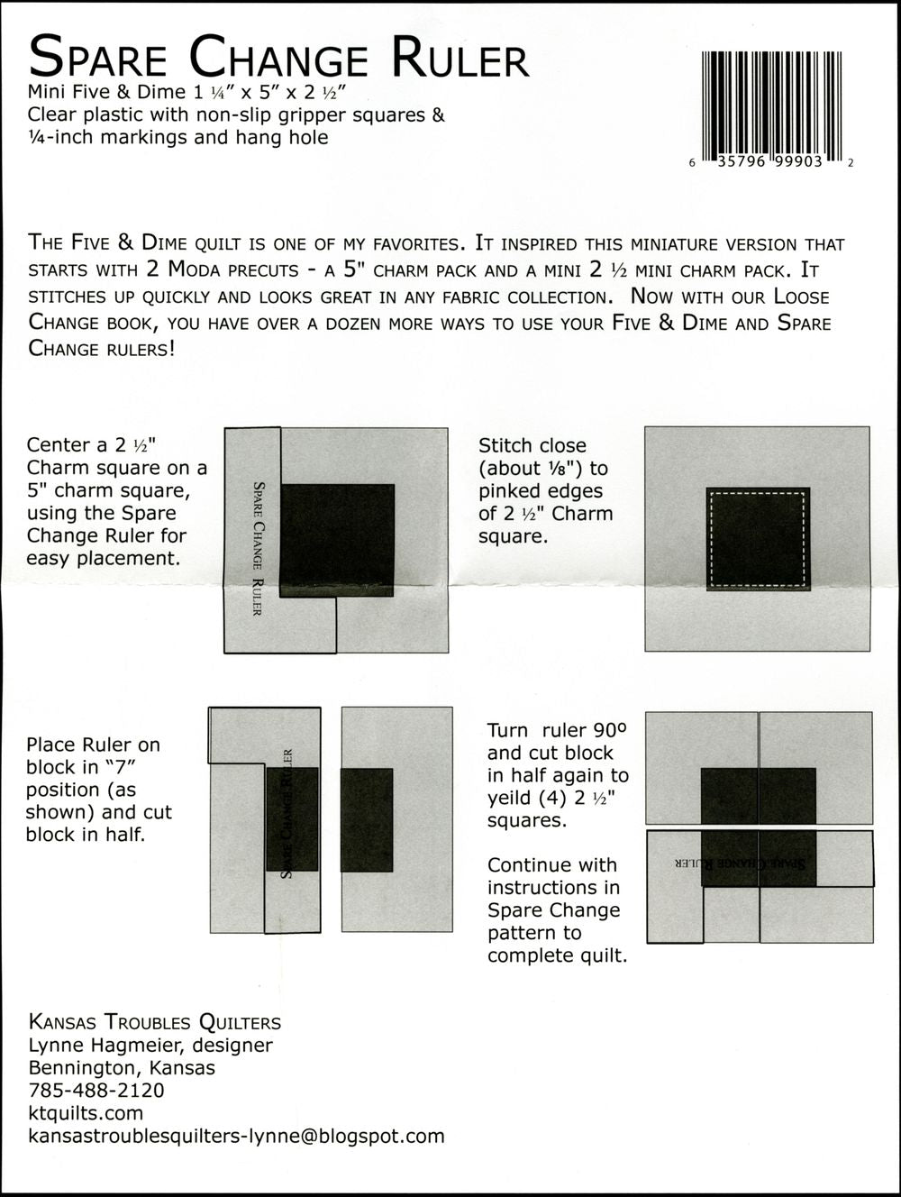 Spare Change Quilt Ruler For Mini and Regular Charm Packs by Lynne Hagmeier for Kansas Troubles Quilters