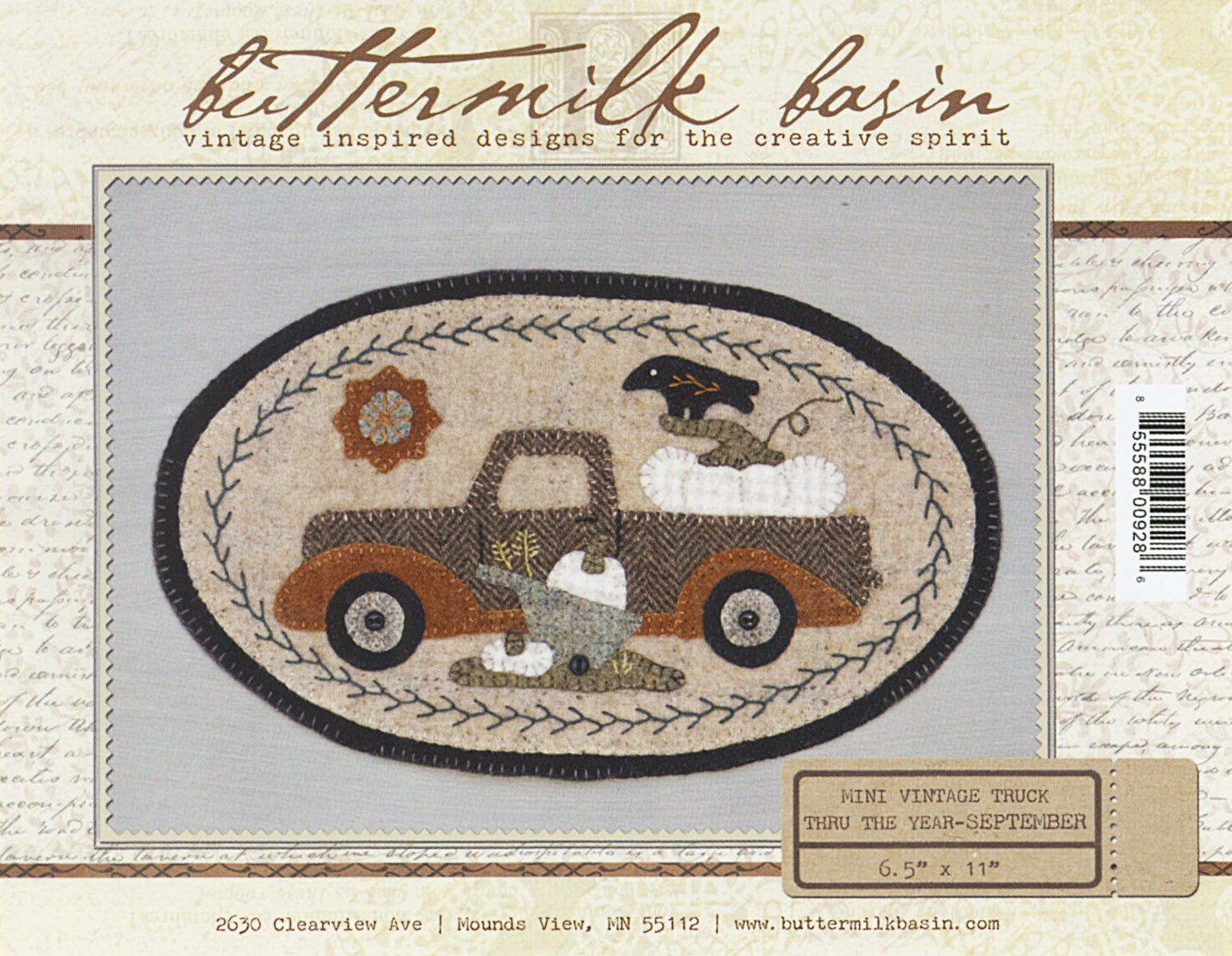 Mini Vintage Truck Thru The Year September Applique Pattern by Buttermilk Basin