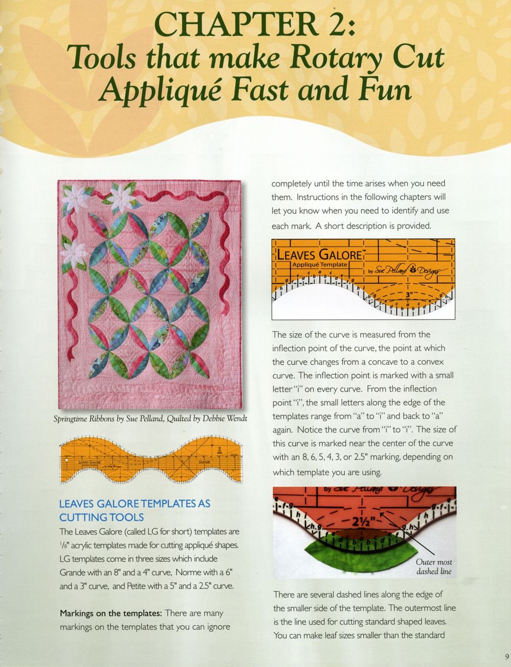 Rotary Cut Applique Using Leaves Galore Quilt Templates Quilt Book by Sue Pelland - Dings & Dents
