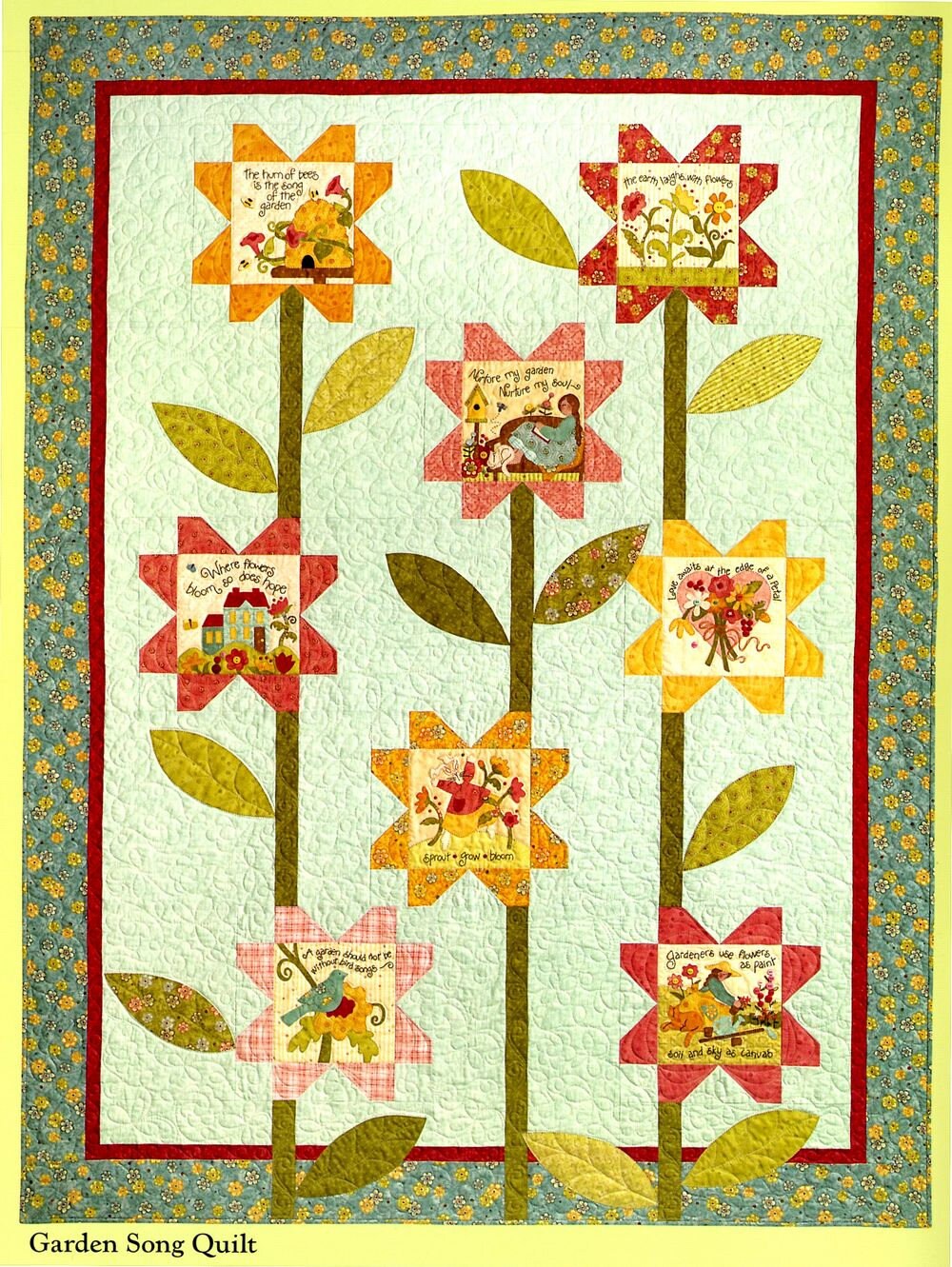 Garden Song Quilt Pattern Book by Nancy Halvorsen of Art to Heart