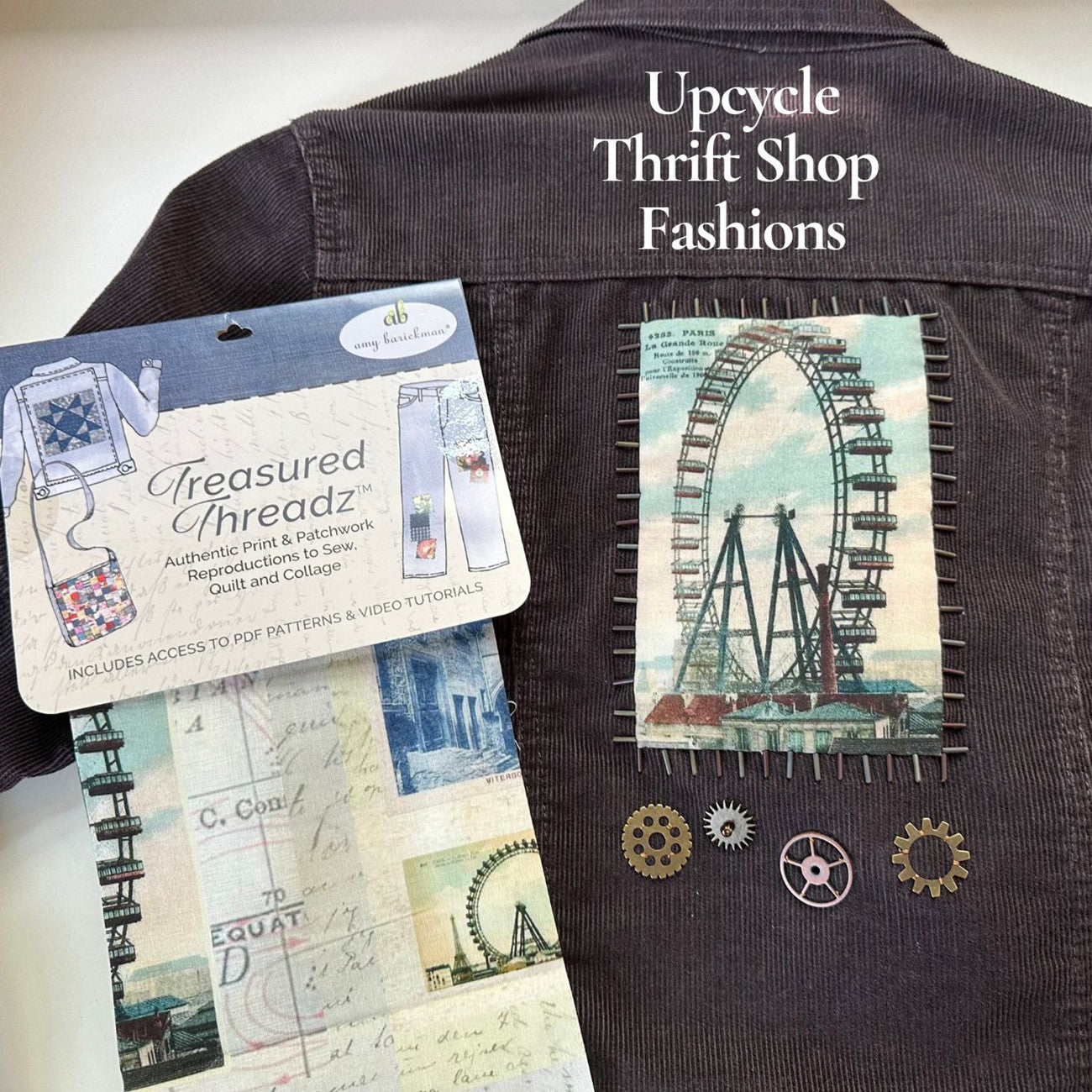 Around the World Collage Fabric Panel by Amy Barickman for Treasured Threadz