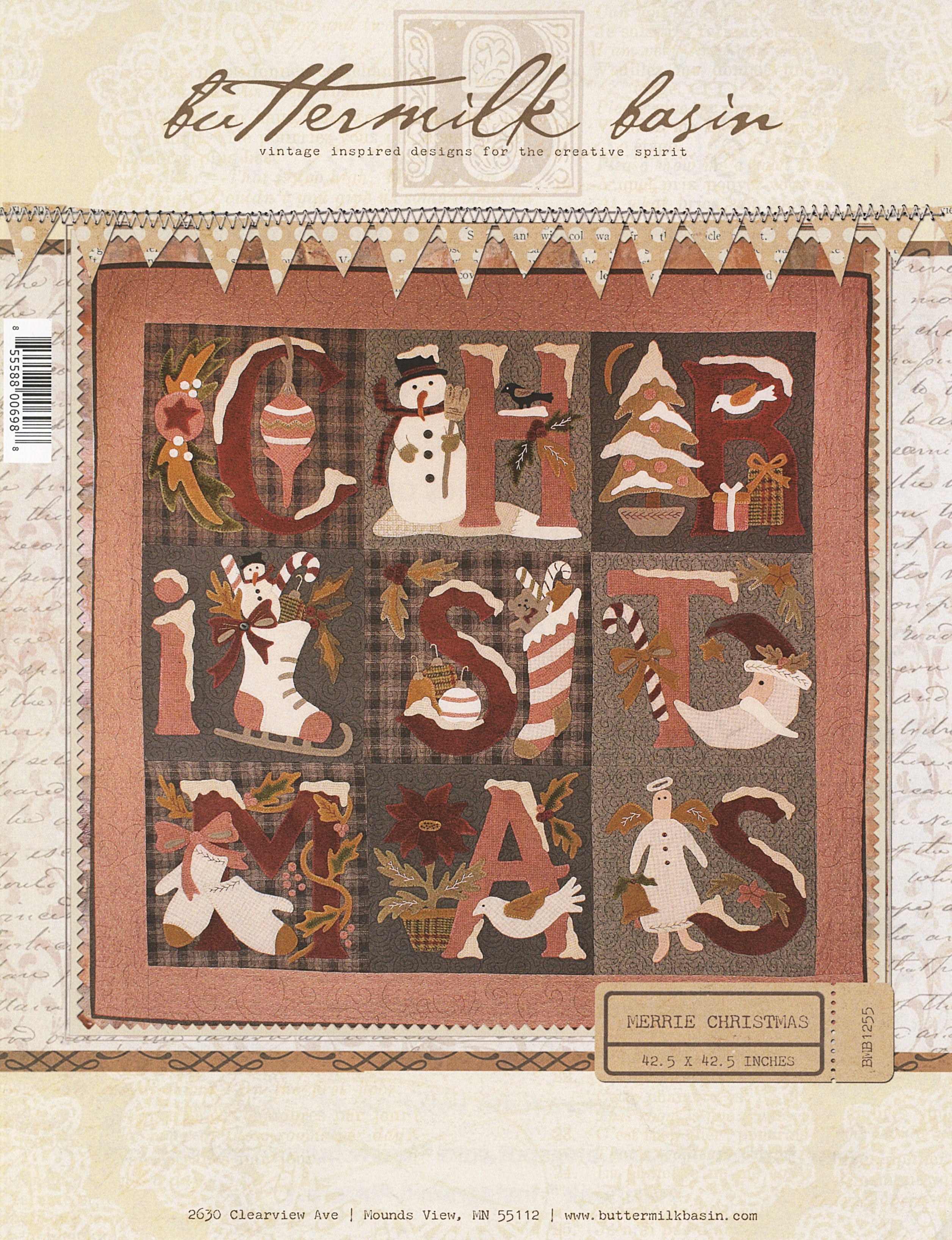 Merrie Christmas Embroidered Quilt Pattern by Buttermilk Basin