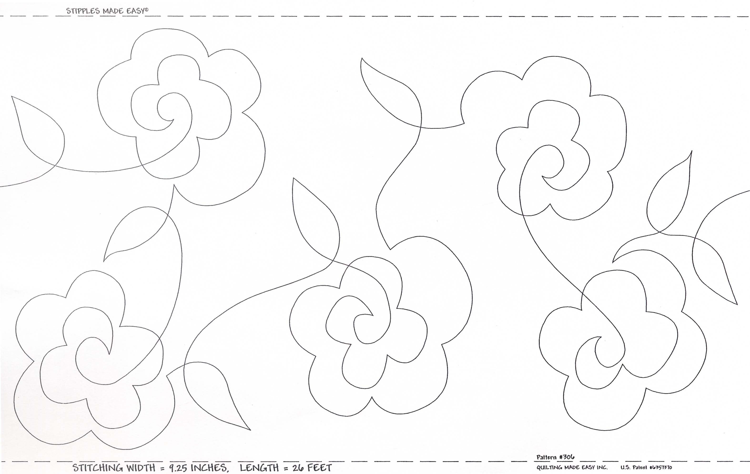 Quilt Pattern On A Roll Stipples Made Easy Stipples and Flowers 306 9 1/2 Inches x 26 Feet