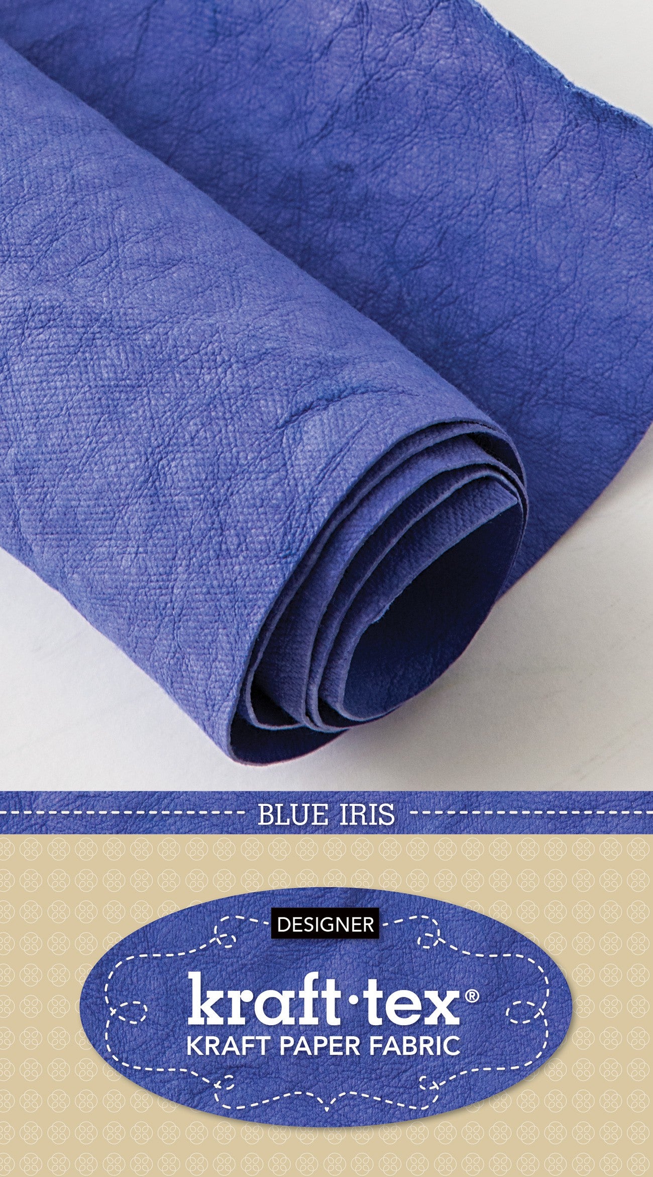 Kraft-Tex Roll, Designer Blue Iris, 18.5 Inches x 28.5 Inches Hand-Dyed Prewashed Paper Fabric
