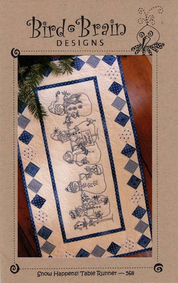 Snow Happens Table Runner Embroidery Quilt Pattern by Robin Kingsley of Bird Brain Designs