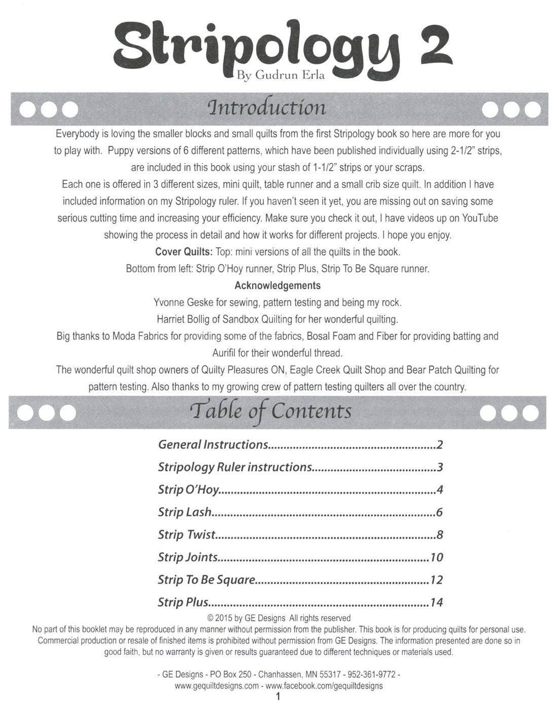 Stripology 2 Quilt Pattern Book by Gudrun Erla of G.E. Designs