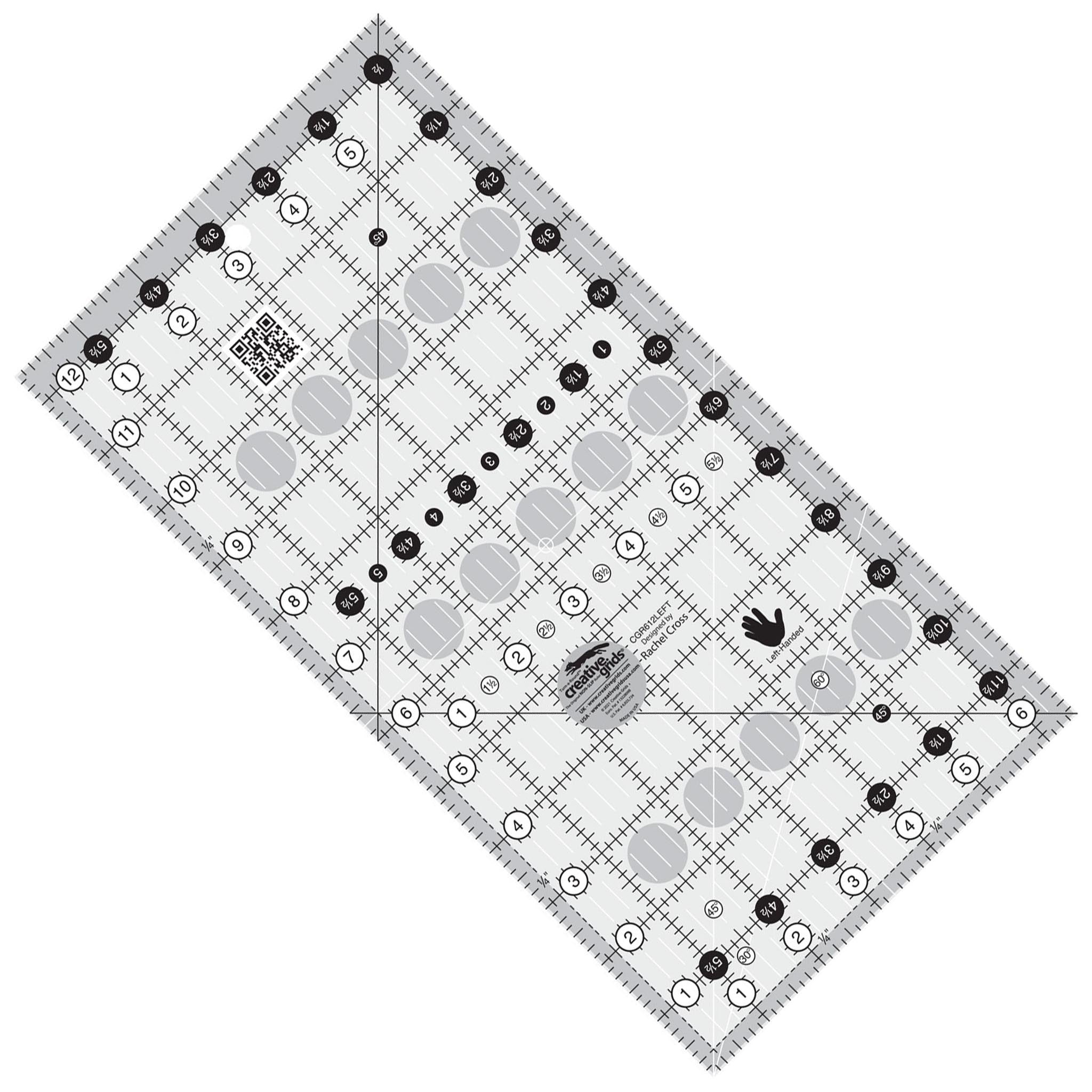 Creative Grids Left Handed 6-1/2in x 12-1/2in Rectangular Quilt Ruler (CGR612LEFT)