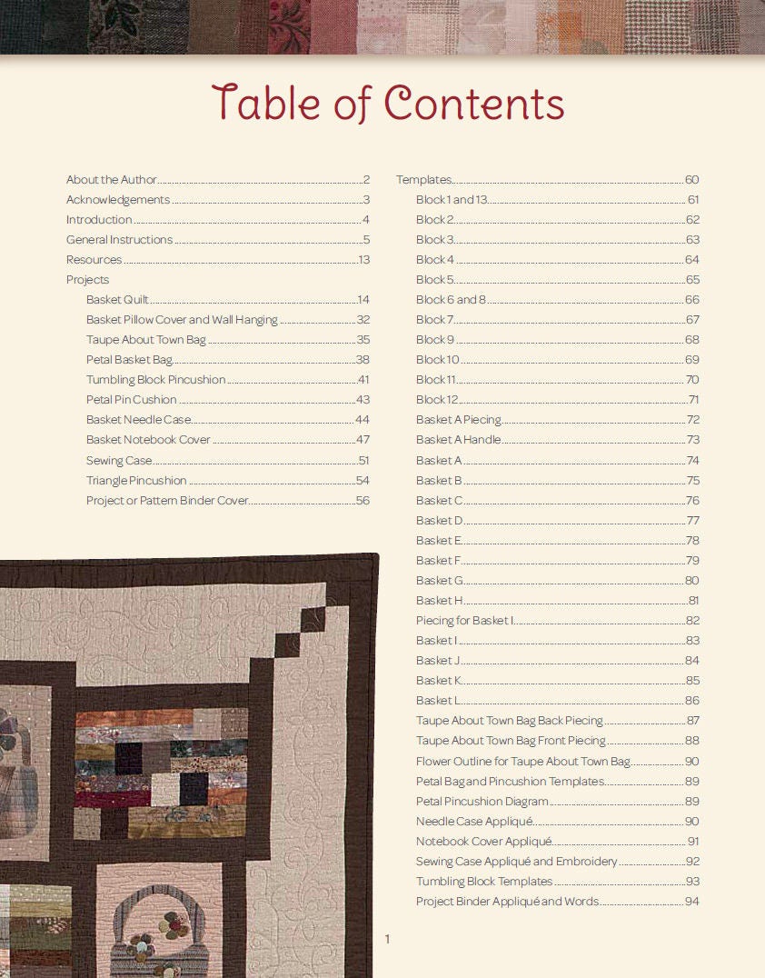 A Basketful Of Taupe Quilt Pattern Book by Kylie Irvine for Kansas City Star Quilts