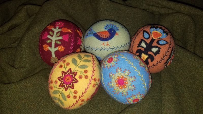 Appliqued and Embroidered Wool Eggs Pattern 3 by Susan Wojciechowski of Ewe-niversity