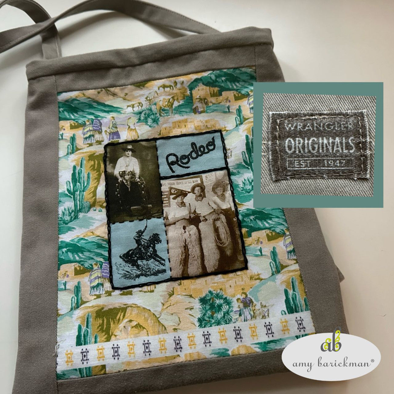 Western Rodeo Collage Panel by Amy Barickman for Treasured Threadz