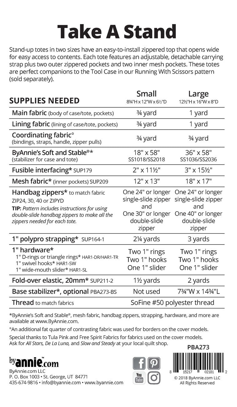 Take A Stand Stand-Up Tote Sewing Pattern by Annie Unrein for ByAnnie