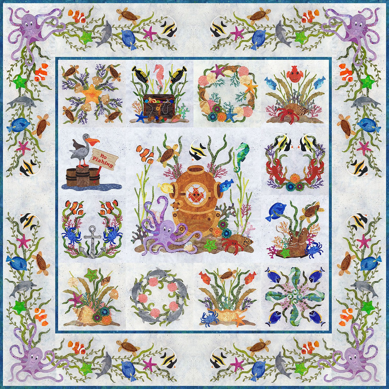 Octopuses Garden Block of the Month Applique Pattern Set