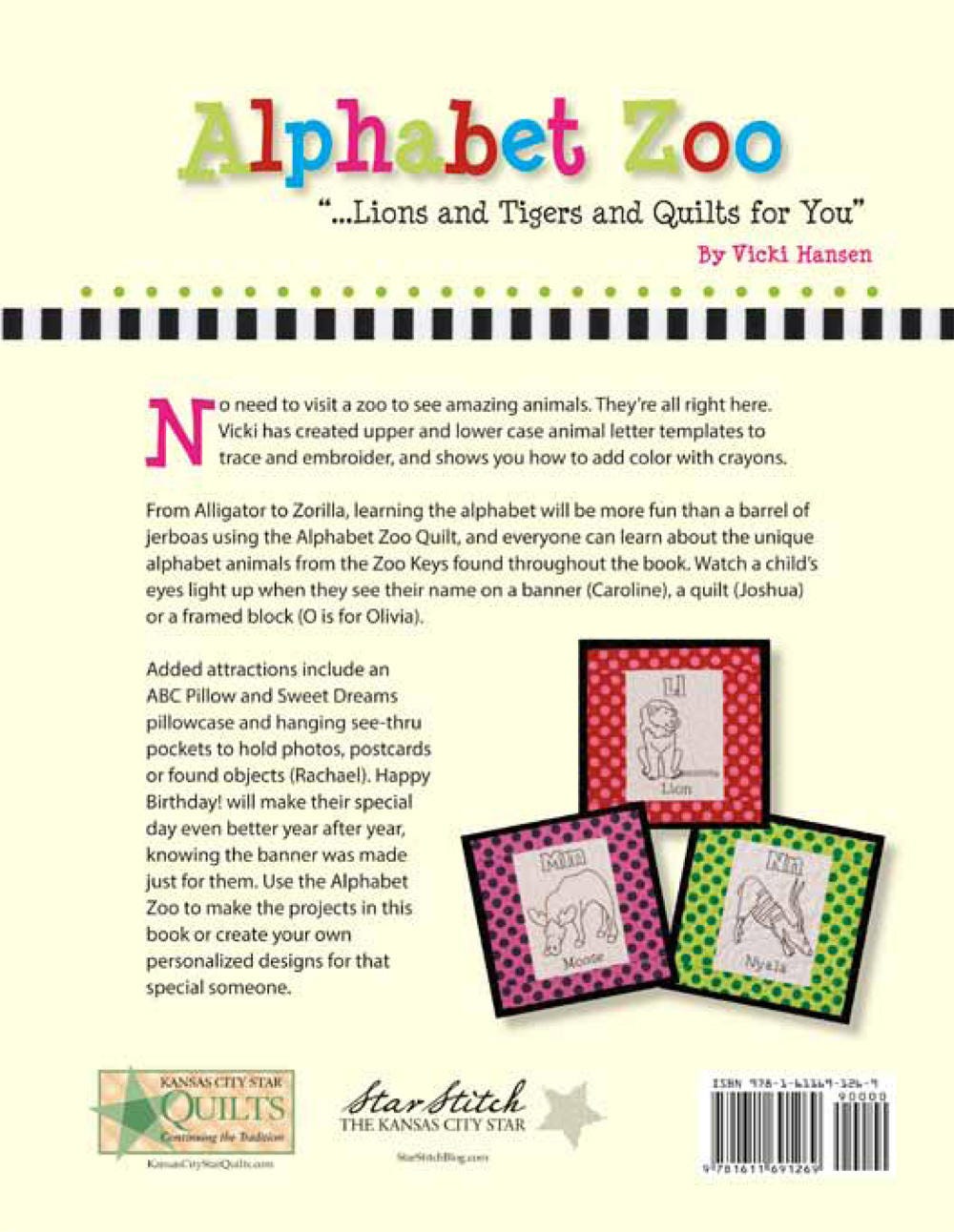 Alphabet Zoo Quilt Pattern Book by Vicki Hansen for Kansas City Star Quilts