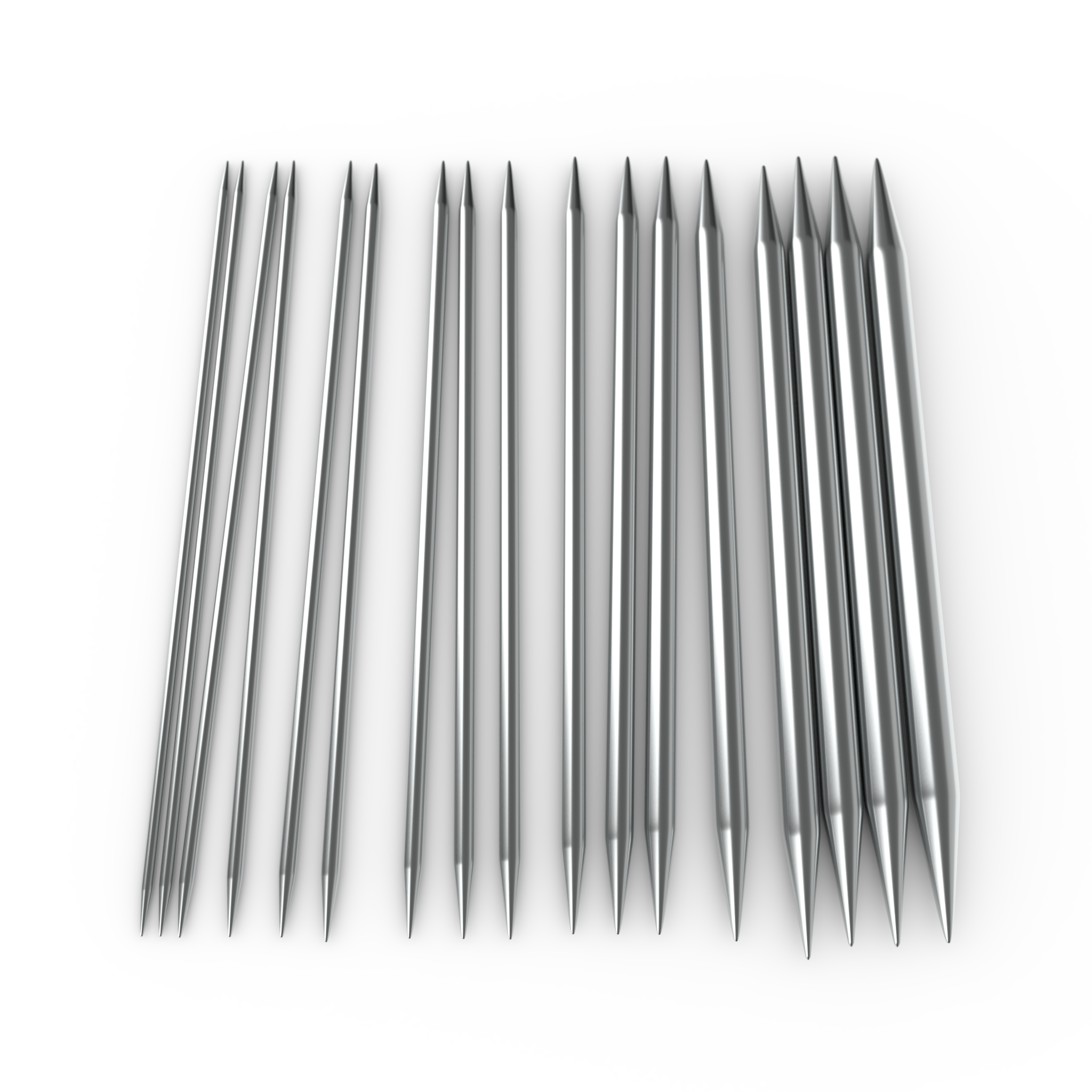 Double Point Aluminum Knitting Needles 7-Size 0/2mm 