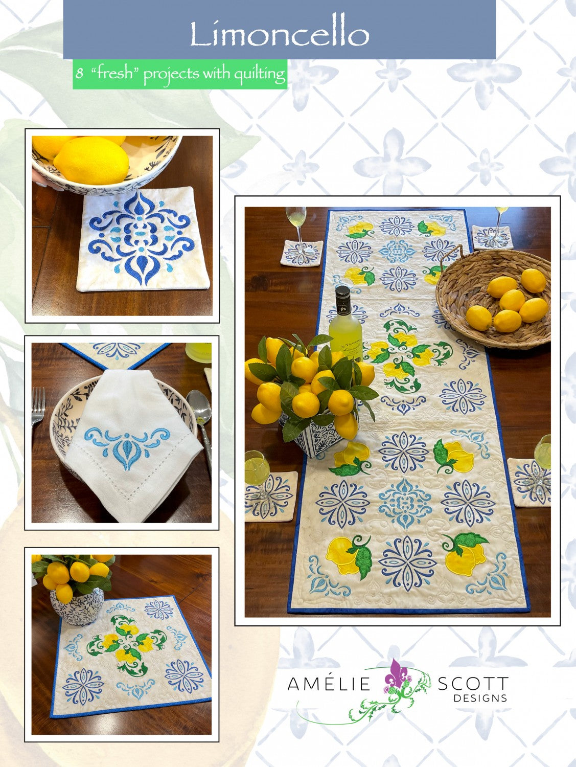 Limoncello Table Set Quilt Pattern Book from Amelie Scott Designs