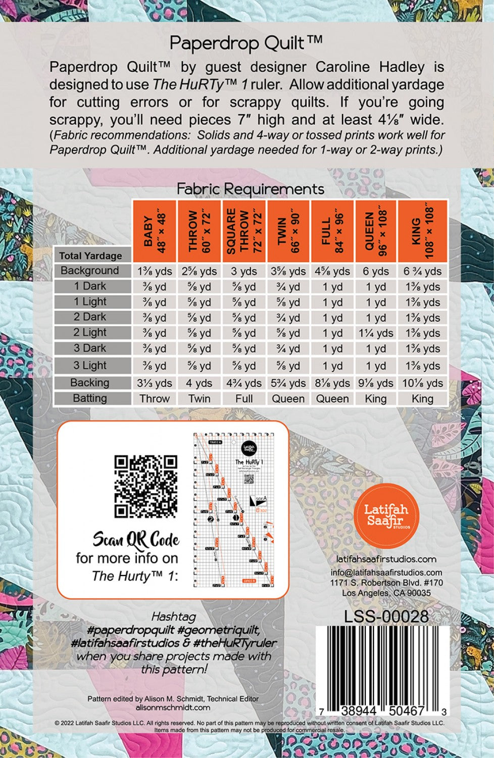 Paperdrop Quilt Pattern for Baby to King Size Quilts by Caroline Hadley for Latifah Saafir
