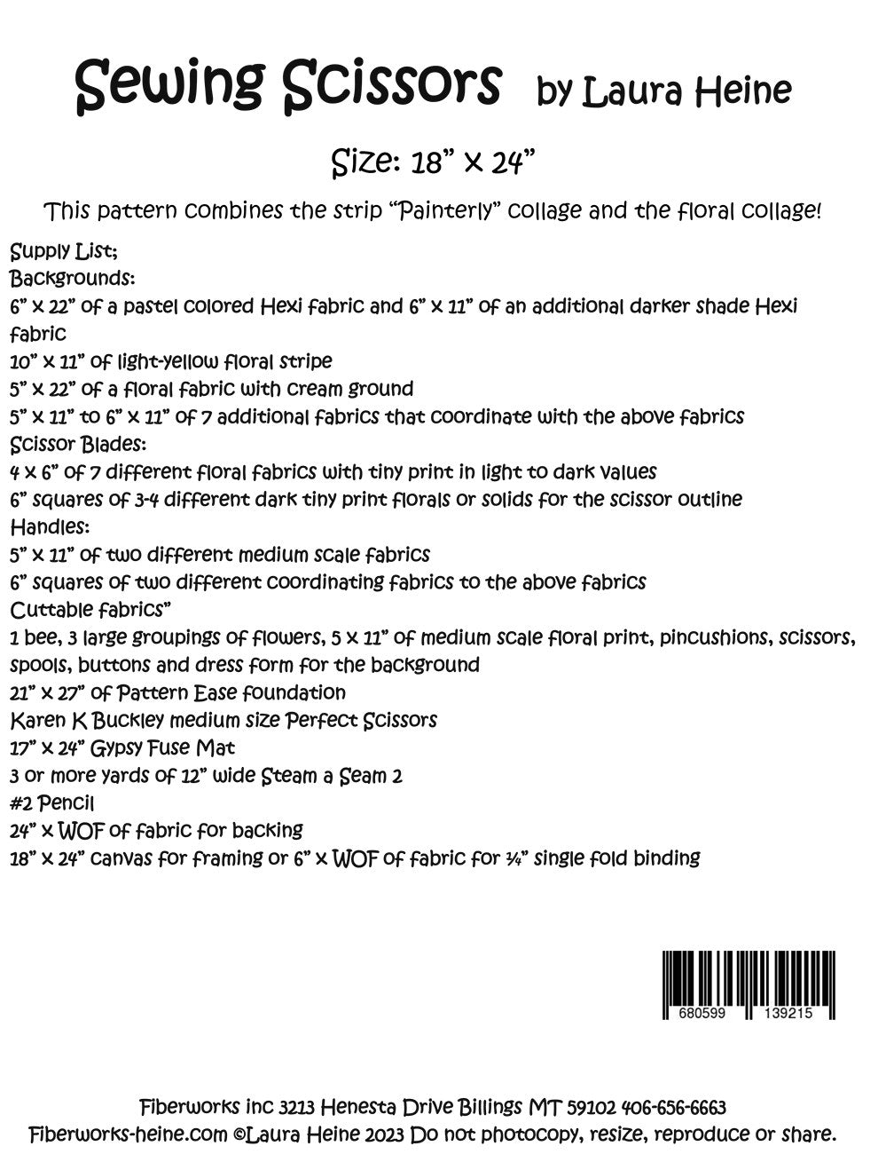 Sewing Scissors Collage Pattern by Laura Heine of Fiberworks