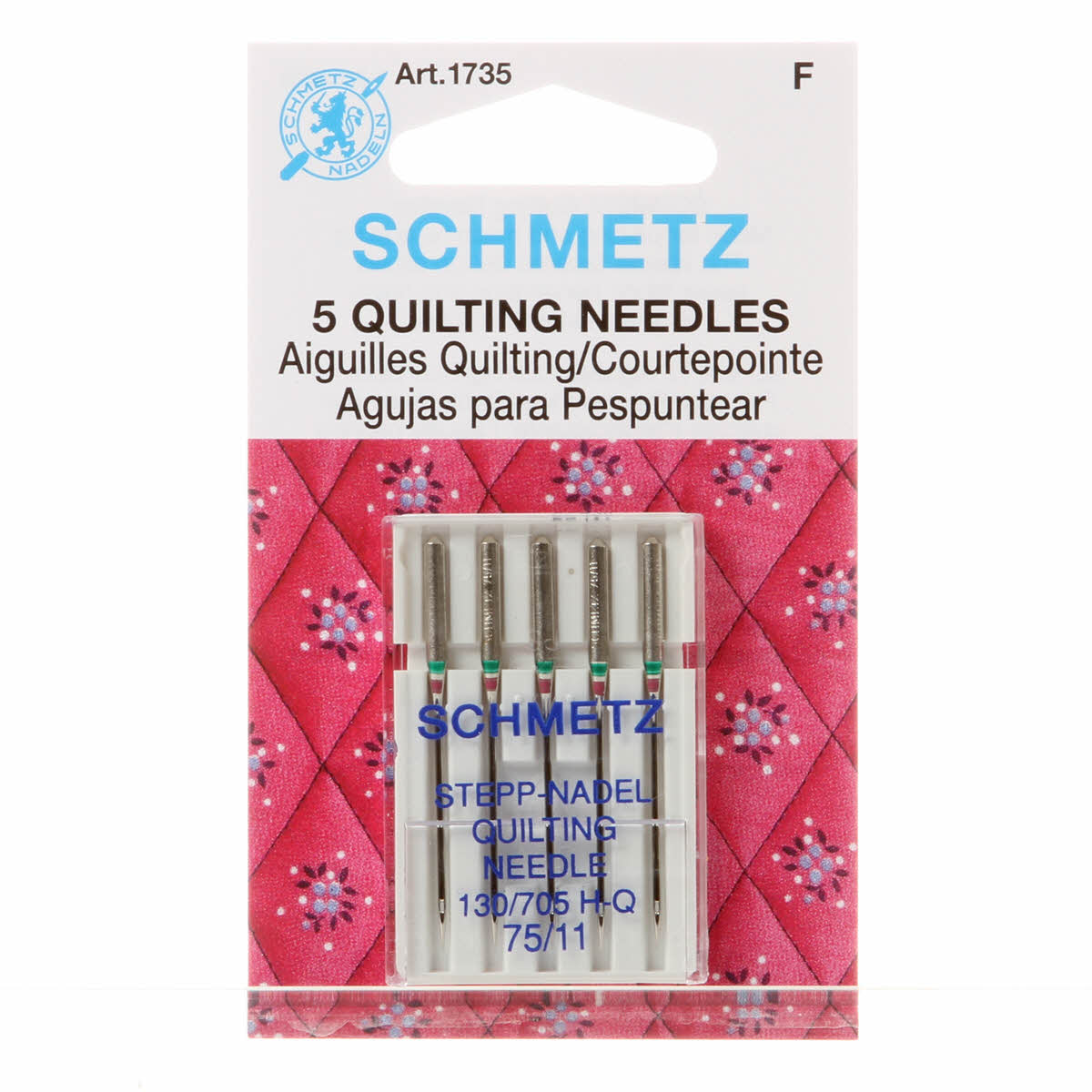 Schmetz Quilting Machine Needle Size 11/75 (1735) 5 Needles in Plastic Case