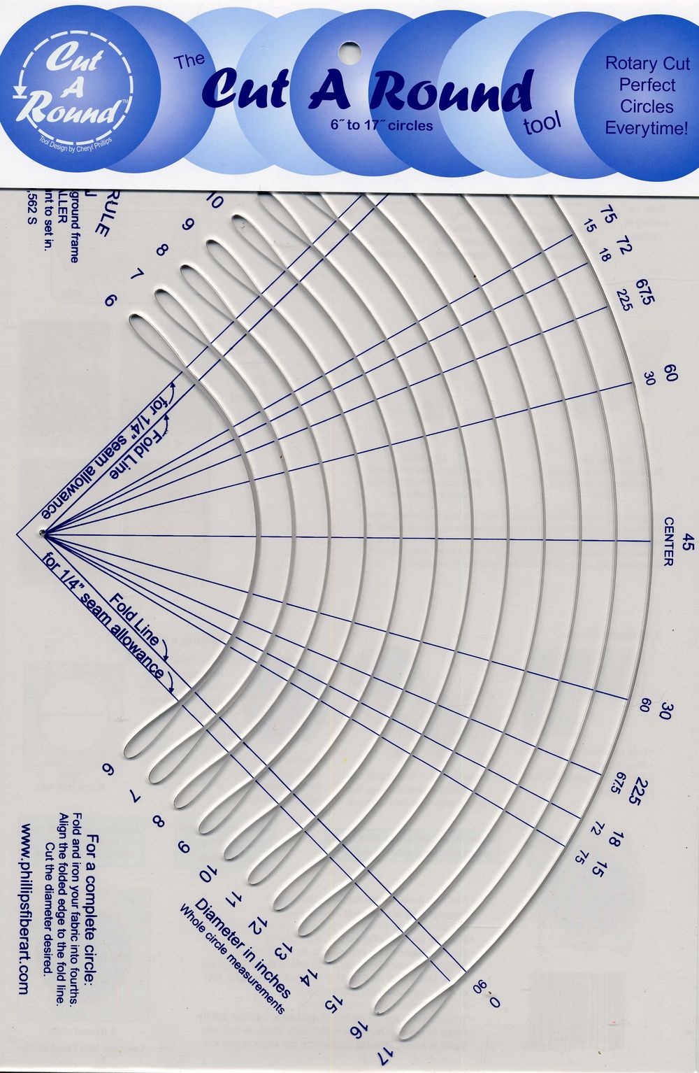 Cut A Round Tool Standard 6-Inch - 17-Inch Circle Cutter by Cheryl Phillips of Phillips Fiber Art