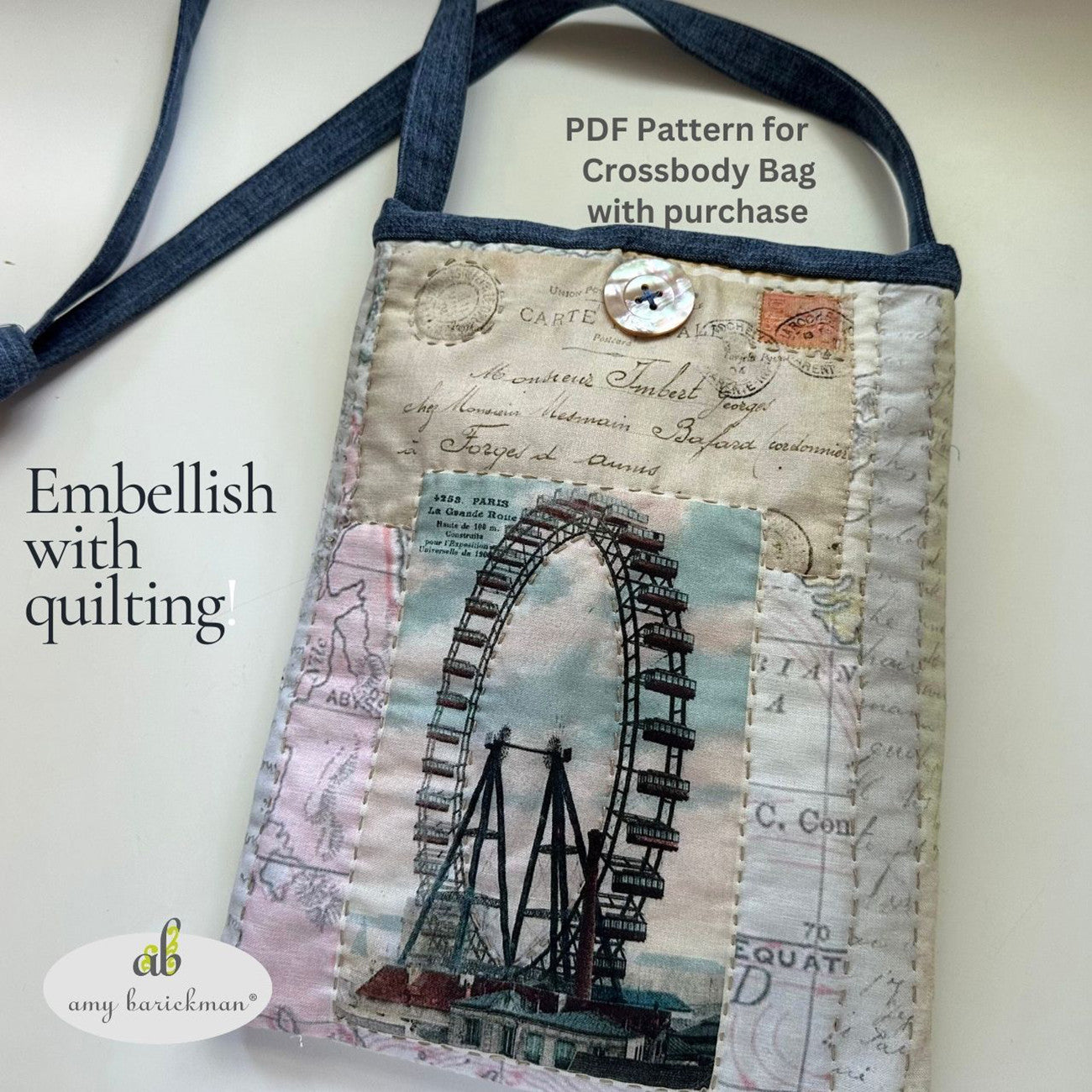 Around the World Collage Fabric Panel by Amy Barickman for Treasured Threadz