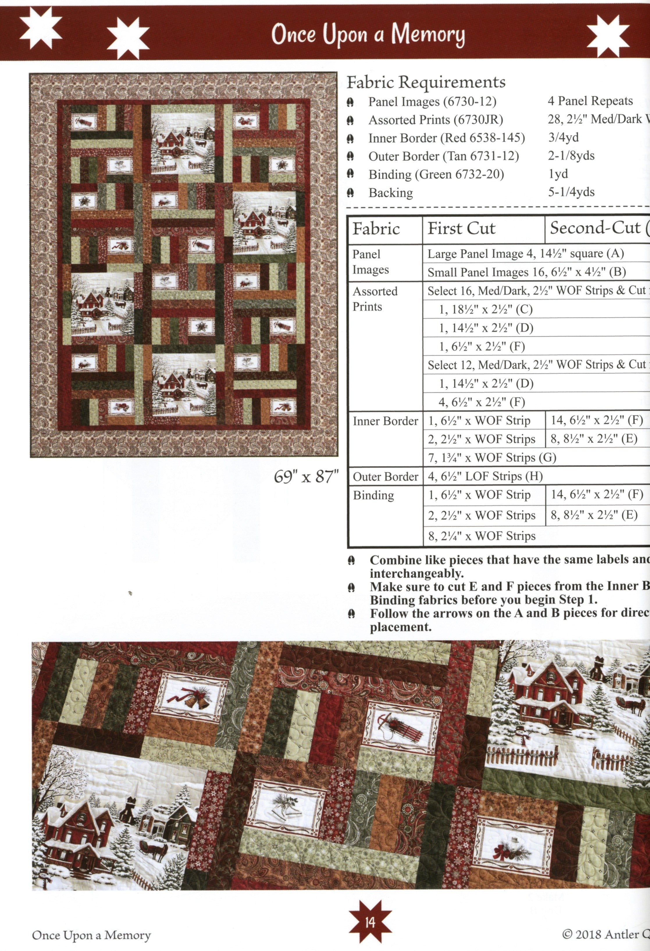 Once Upon a Memory Quilt Pattern Book by Doug Leko of Antler Quilt Designs