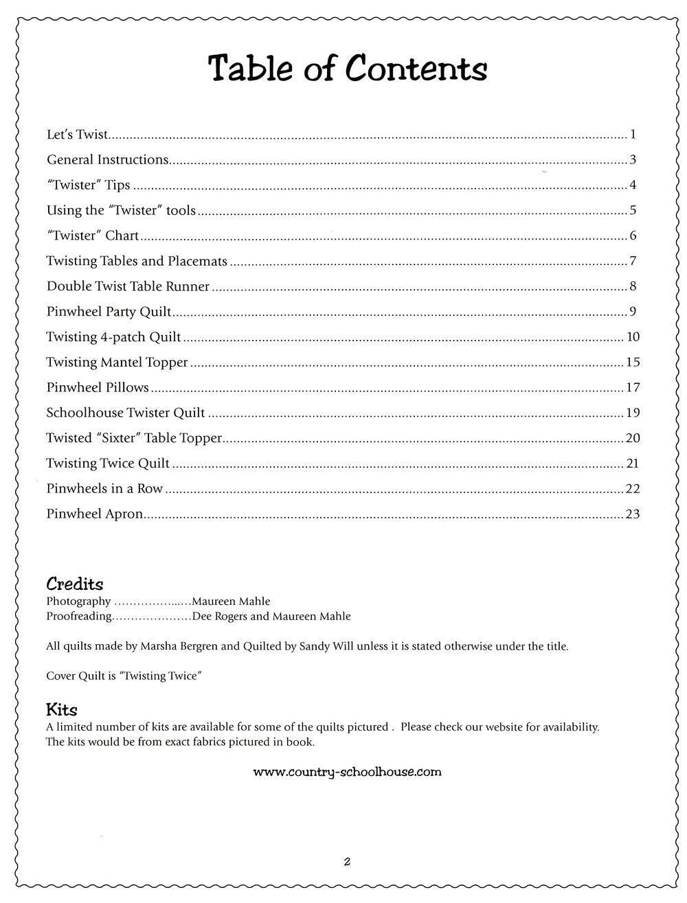 Let's Twist Quilt Pattern Book by Marsha Bergren for Twister Sisters