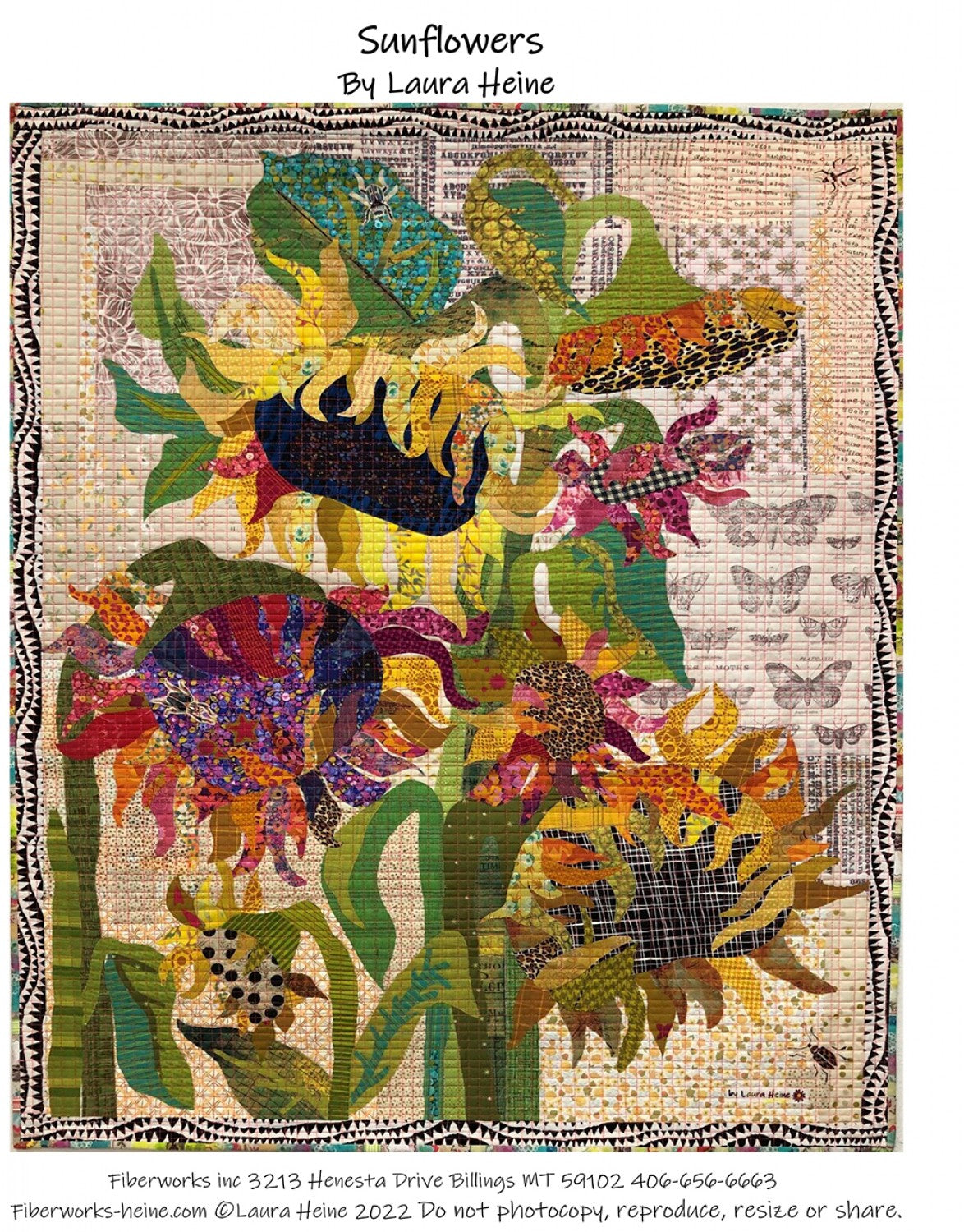 Sunflowers Collage Quilt Pattern by Laura Heine of Fiberworks