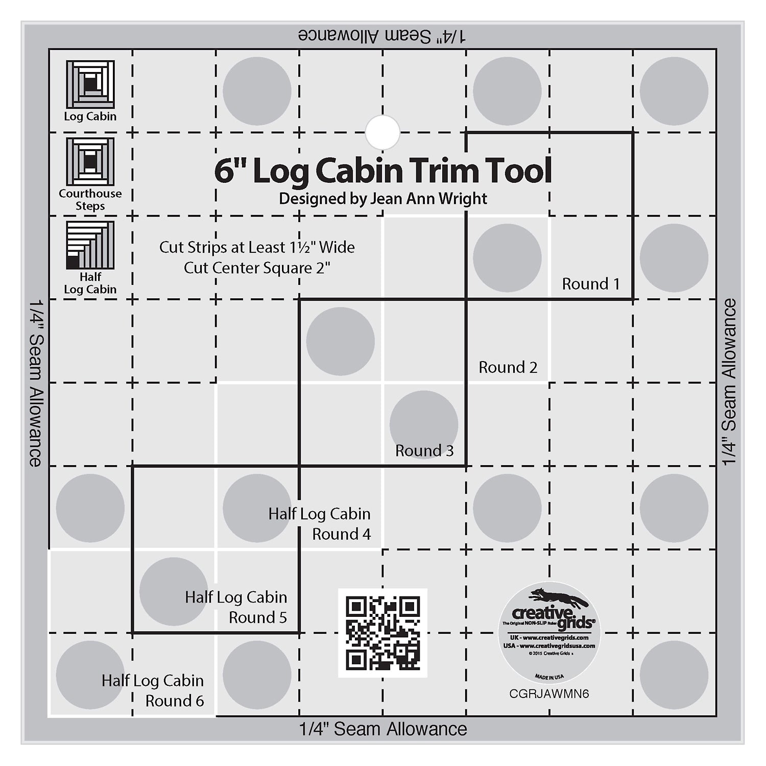 Creative Grids 6-Inch Finshed Log Cabin Trim Tool (CGRJAWMN6)