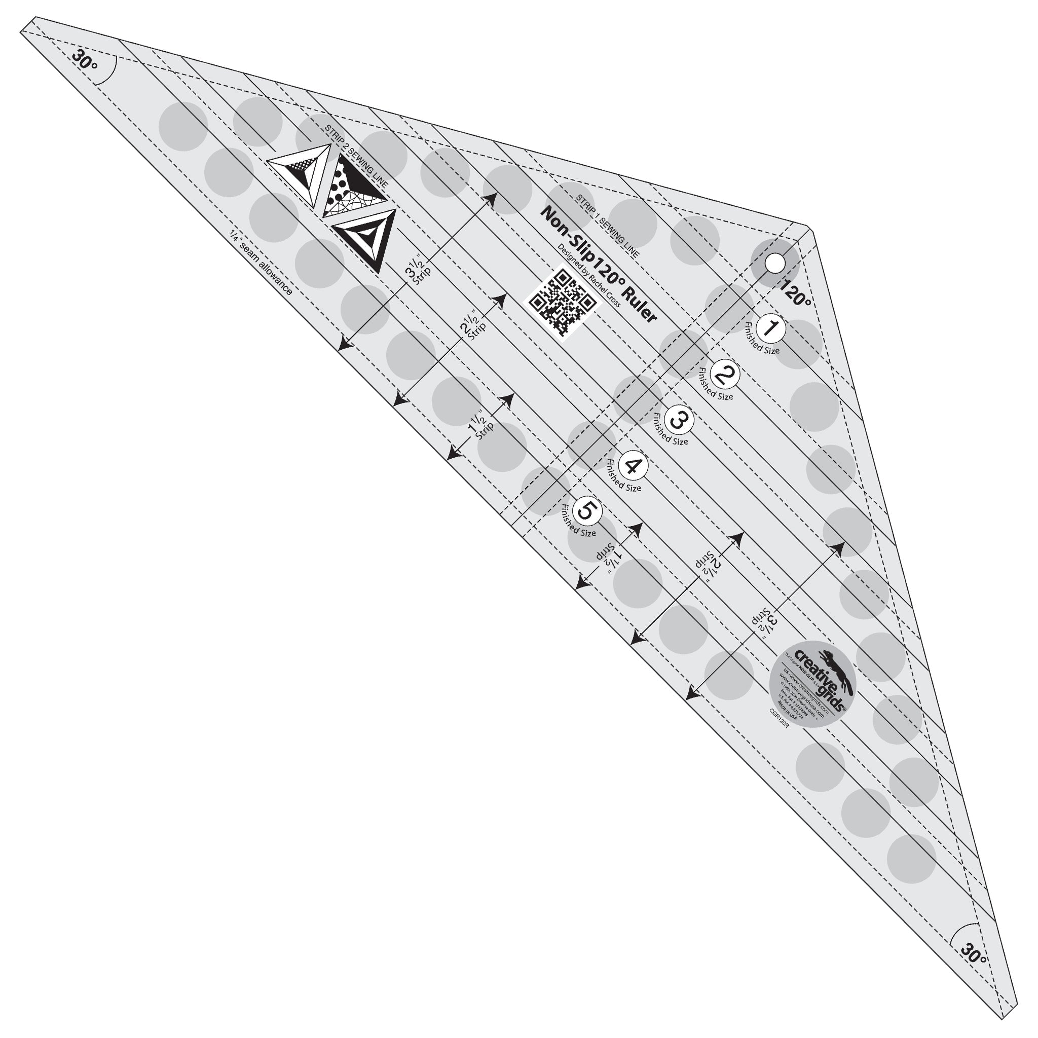 Creative Grids 120 Degree Triangle Triple Strip Quilt Ruler (CGR120R)