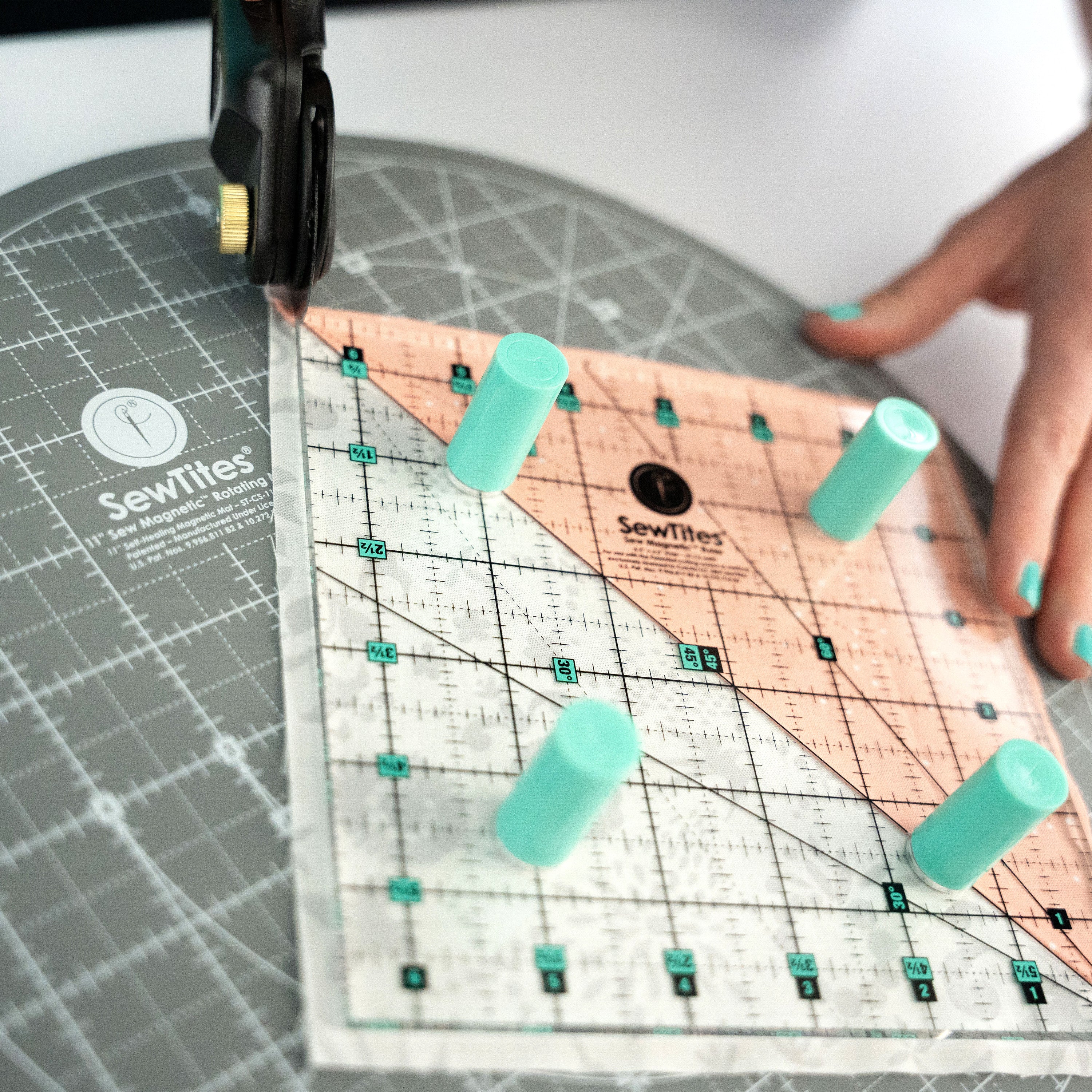 Sew Magnetic 6.5 Inch Square Left-Handed Ruler for use with Sew Magnetic Mats from SewTites