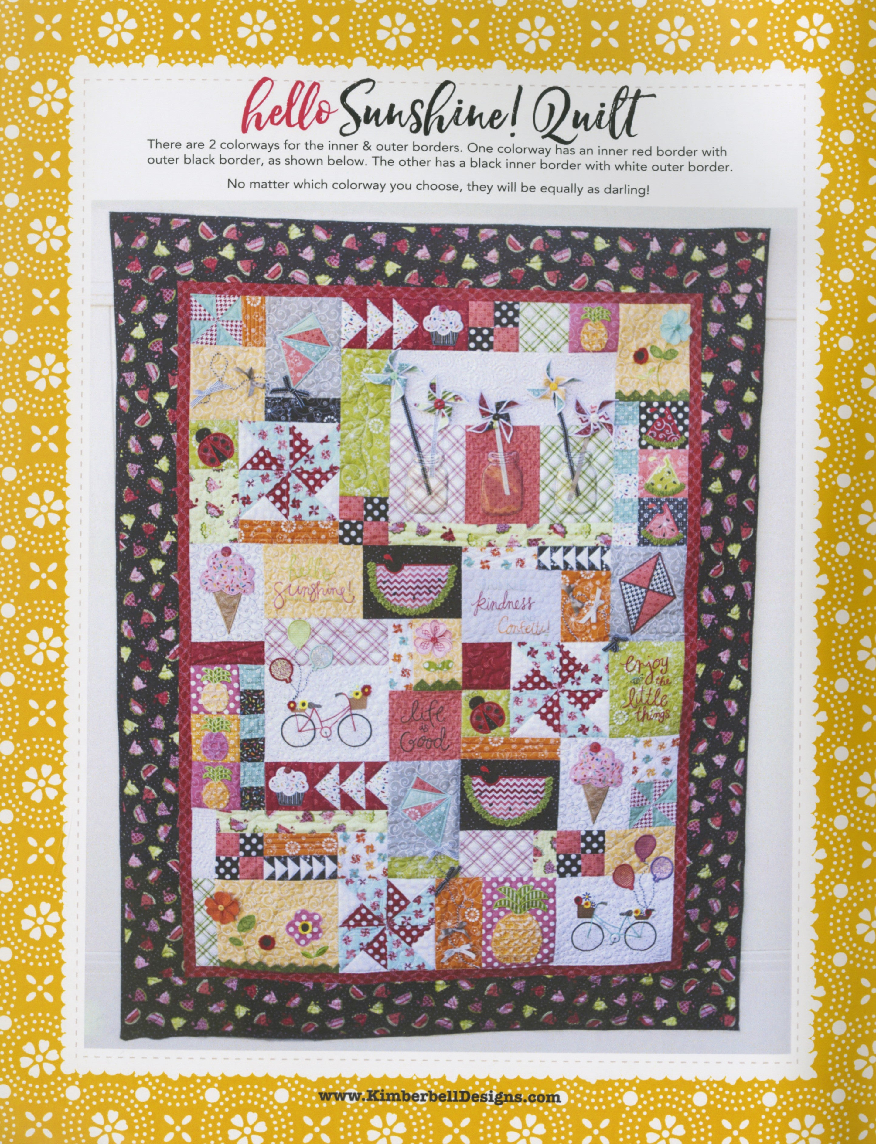Kimberbell Hello Sunshine (The Machine Embroidery Version) Quilt Pattern Book with CD by Kim Christopherson for Kimberbell