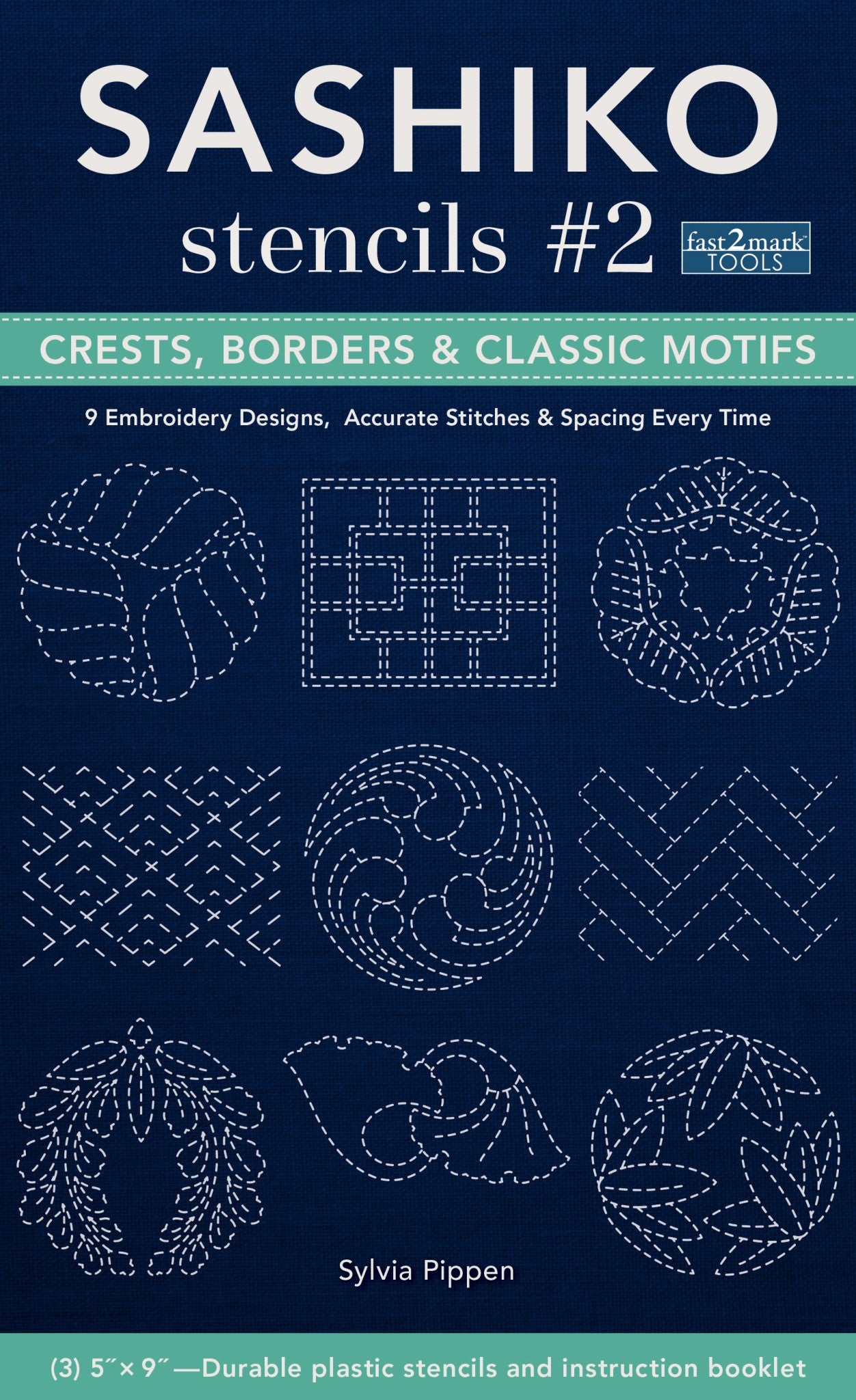 Sashiko Stencils 2 Crests Borders  Classic Motifs by Sylvia Pippen for C & T Publishing