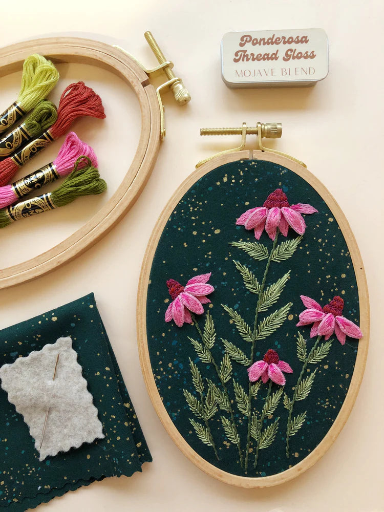 3D Coneflowers Intermediate Hand Embroidery Kit by Melissa Galbraith for M Creative J