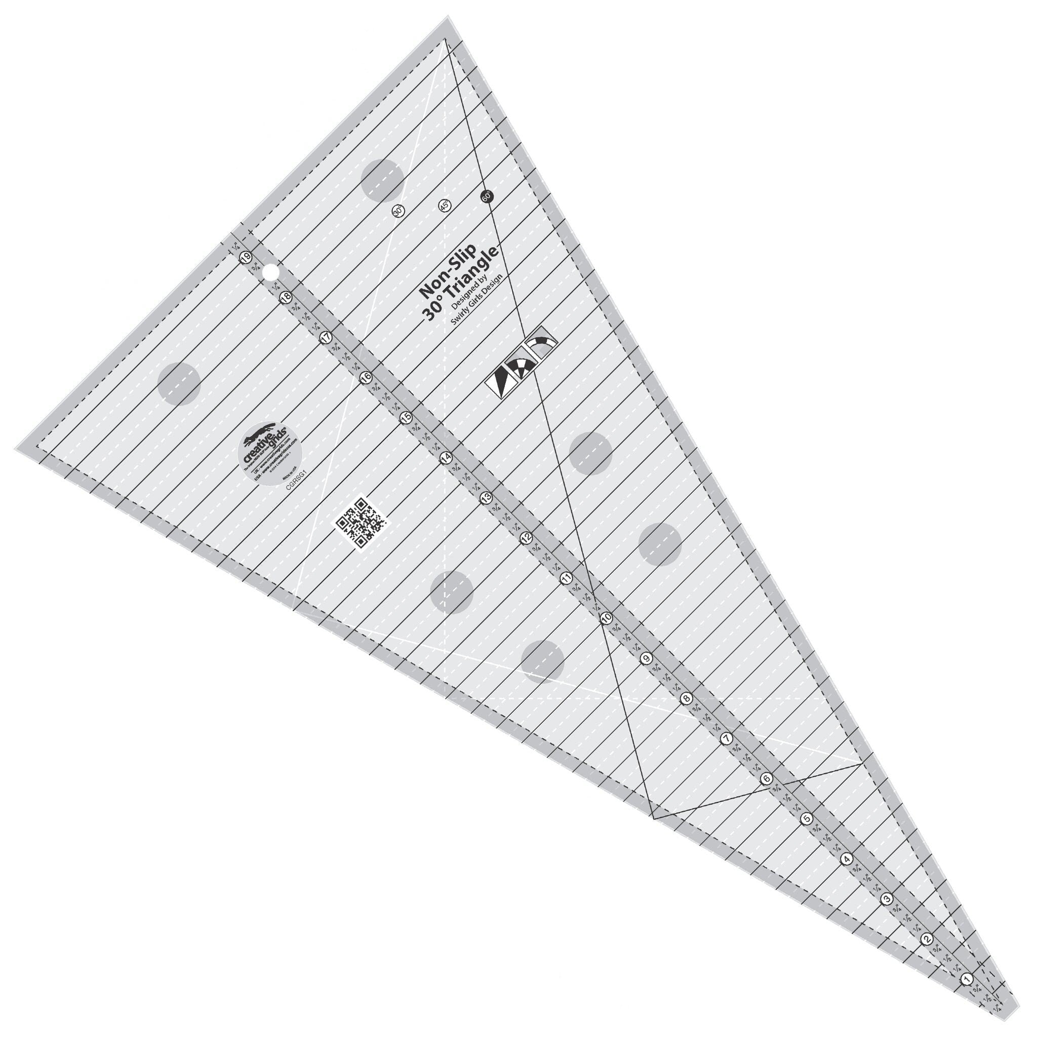 Creative Grids 30 Degree 10-3/4-Inch x 19-1/2-Inch Triangle Quilt Ruler (CGRSG1)