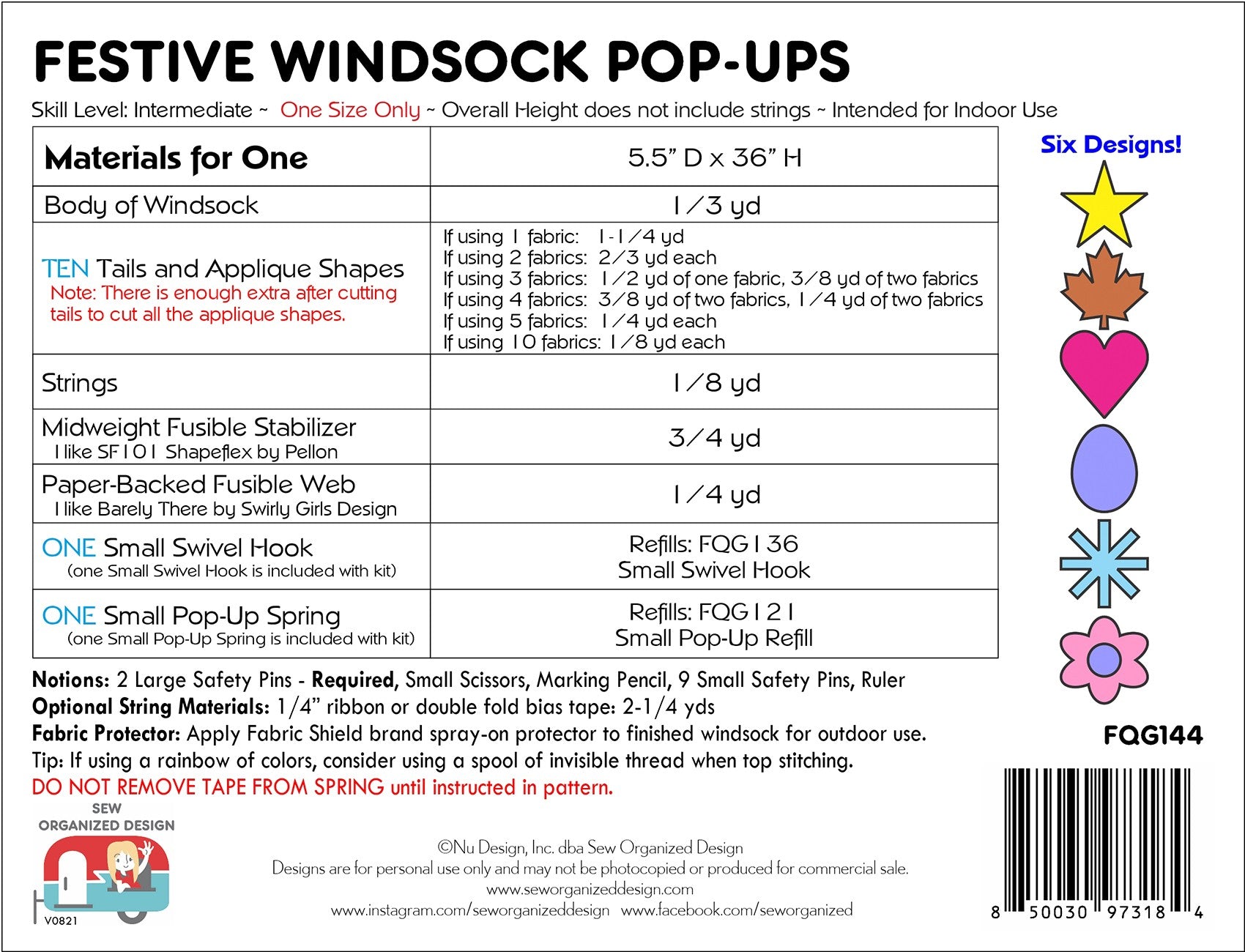 Festive Windsock Pop Ups Kit from Sew Organized Design