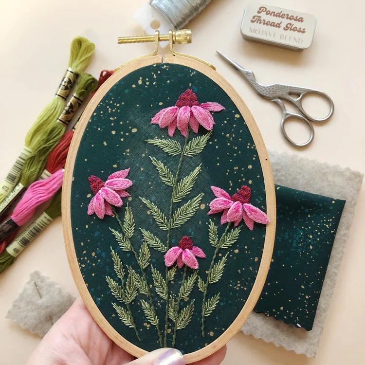 3D Coneflowers Intermediate Hand Embroidery Kit by Melissa Galbraith for M Creative J