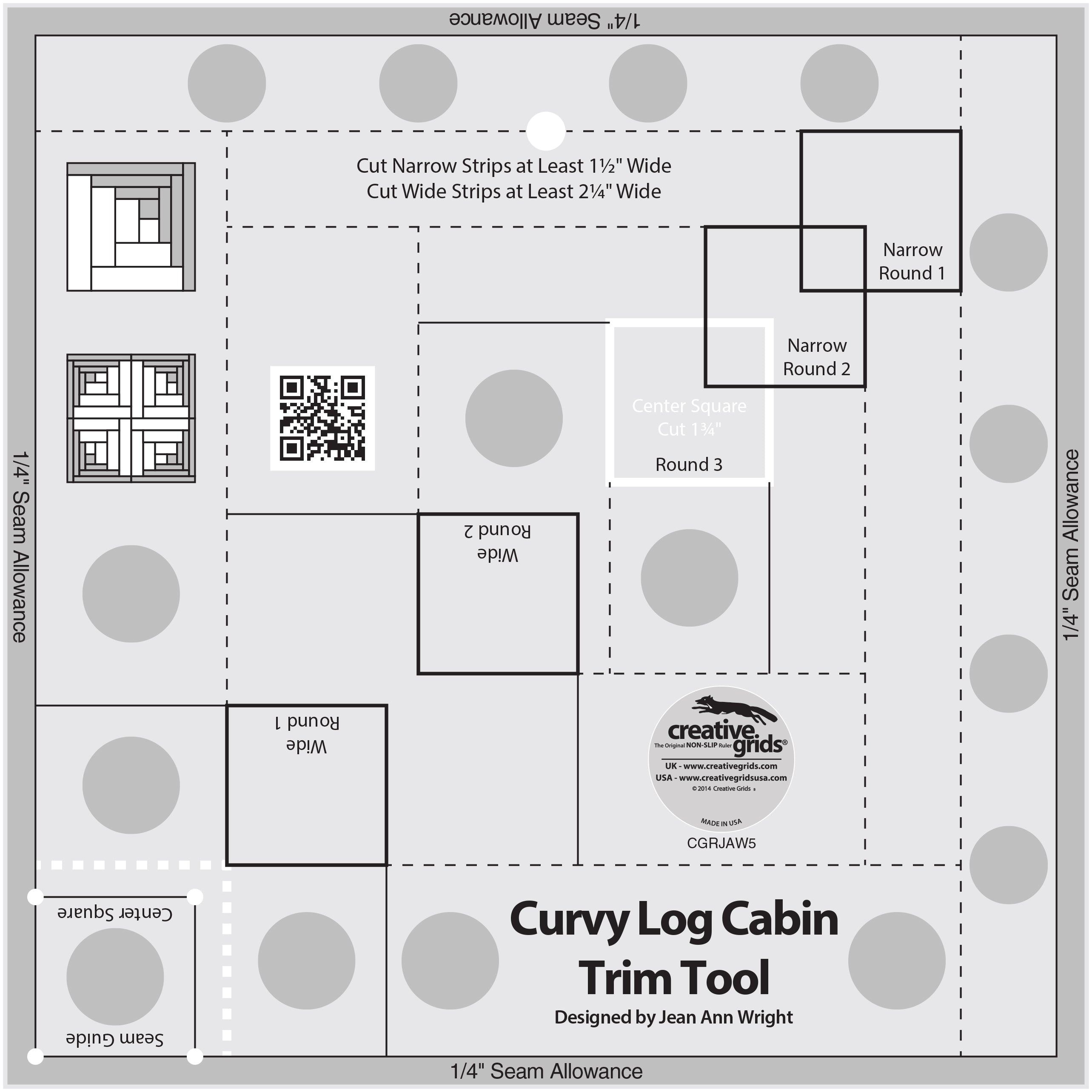Creative Grids Curvy Log Cabin Trim Tool For Finished Blocks (CGRJAW5)