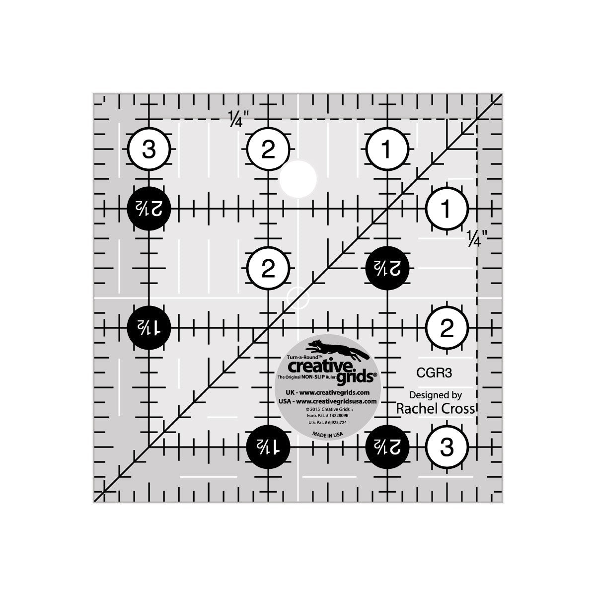 Creative Grids 3-1/2-Inch Square Quilt Ruler (CGR3)