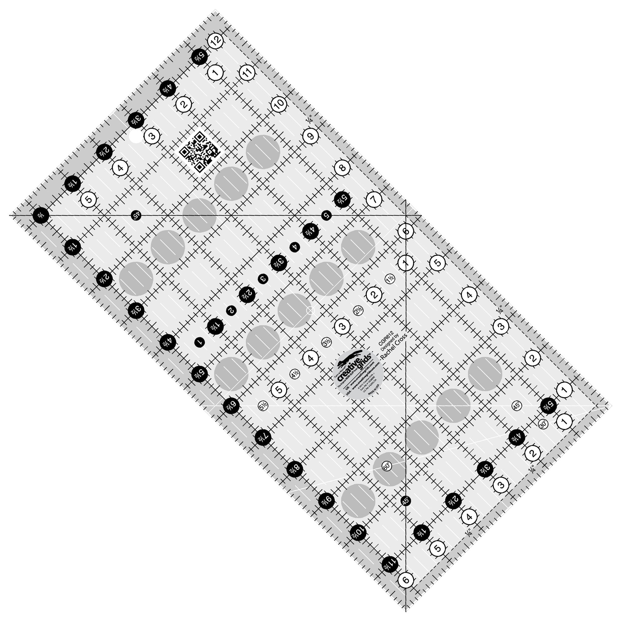 Creative Grids 6-1/2-Inch X 12-1/2-Inch Quilt Ruler (CGR612)