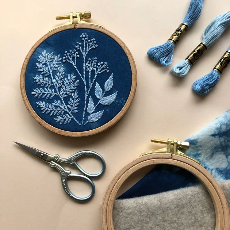 Cyanotype Botanicals Beginner Hand Embroidery Kit by Melissa Galbraith for M Creative J