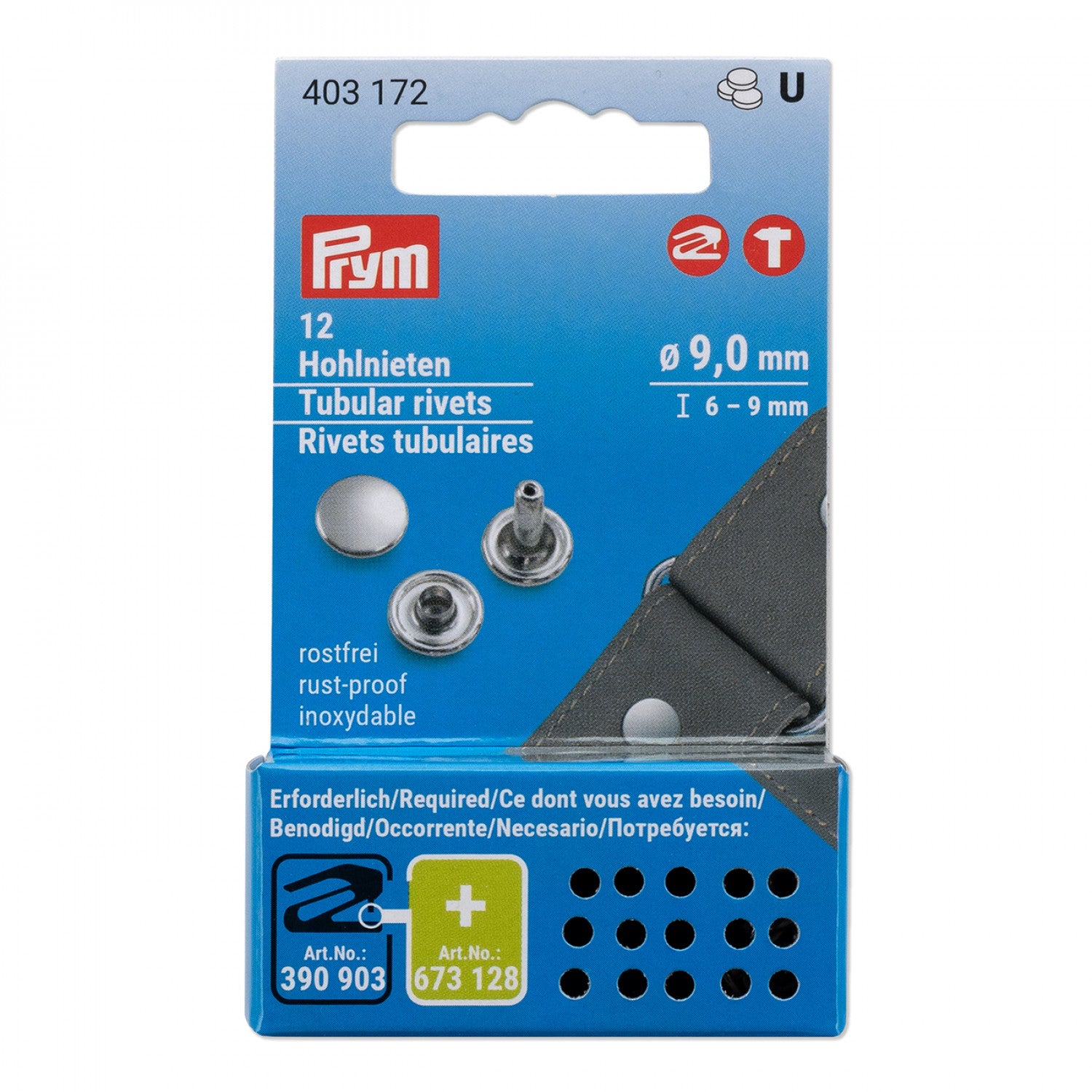 Tubular Rivets, 9 mm, 12 pcs for Vario Creative Tool from Prym