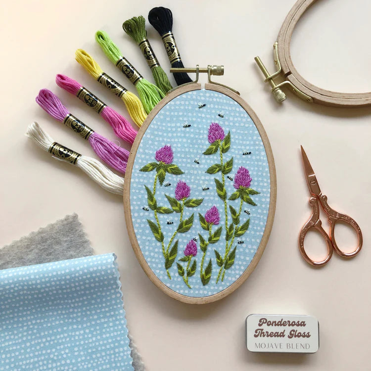 Bees Among Clover Intermediate Hand Embroidery Kit by Melissa Galbraith for M Creative J