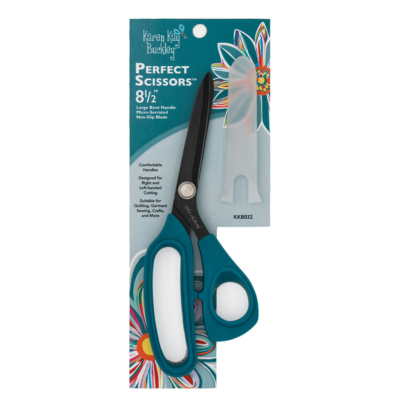 Perfect Scissors Teal 8-1/2in Bent Handle Micro-Serrated Blade by Karen Kay Buckley