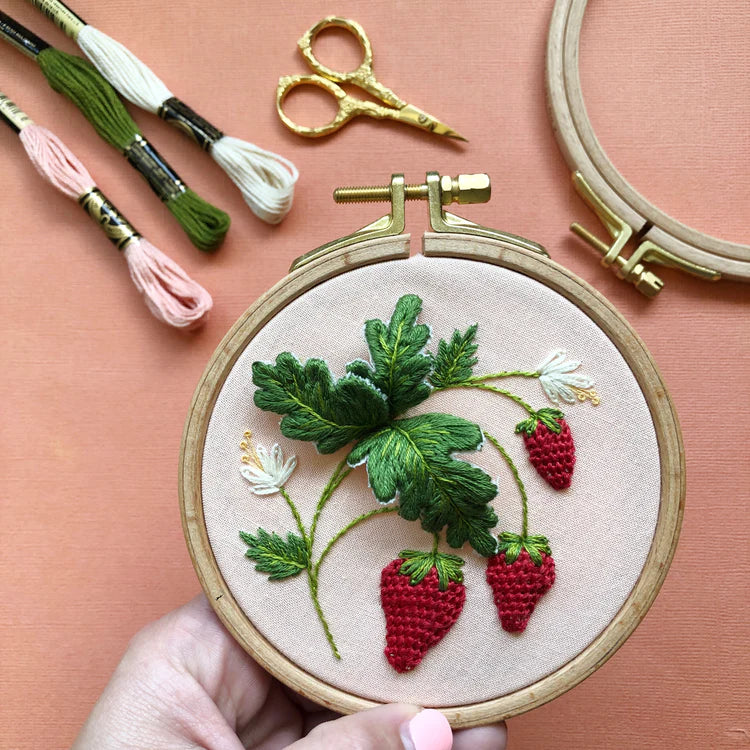 Stumpwork Strawberries Intermediate Hand Embroidery Kit by Melissa Galbraith for M Creative J